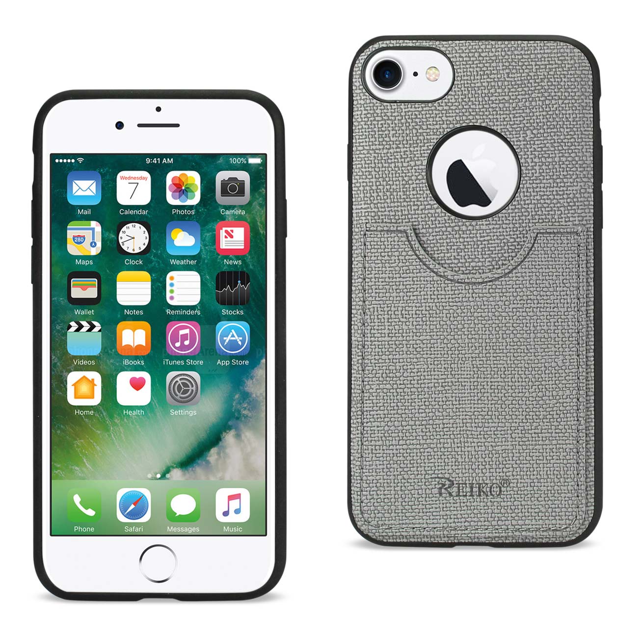 Cover Protector Texture Anti-Slip Card Slot iPhone 7/ 8/ SE2 Gray Color
