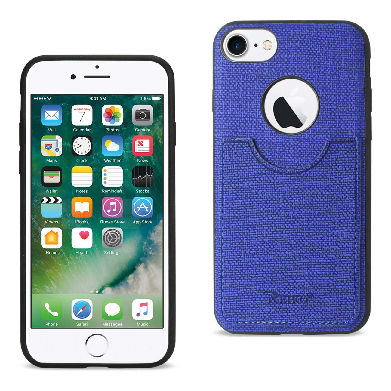 Cover Protector Texture Anti-Slip Card Slot iPhone 7/ 8/ SE2 Navy Color