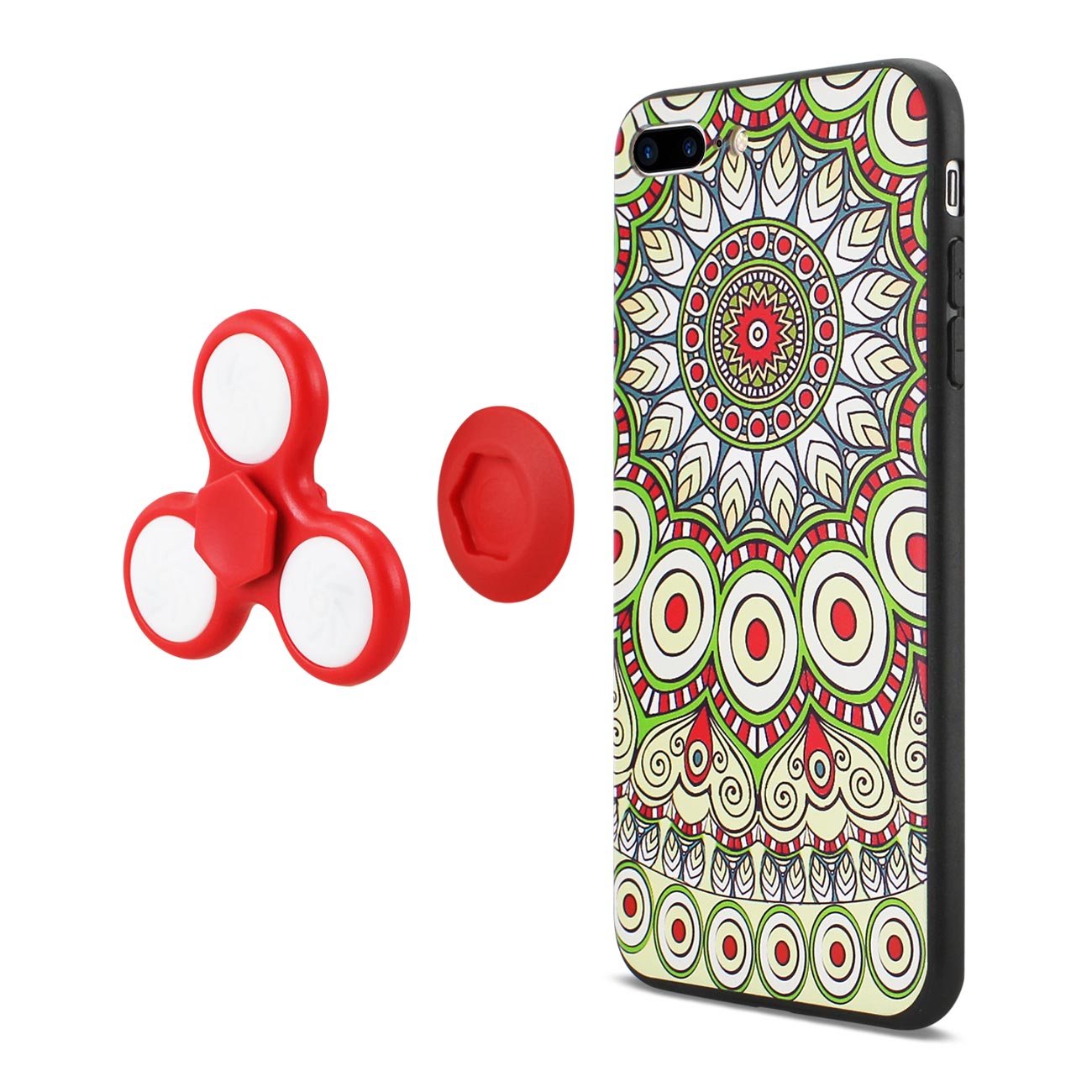 Case With LED Fidget Spinner Clip On The Inspiration Of Peacock Design iPhone 7 Plus Beige Color