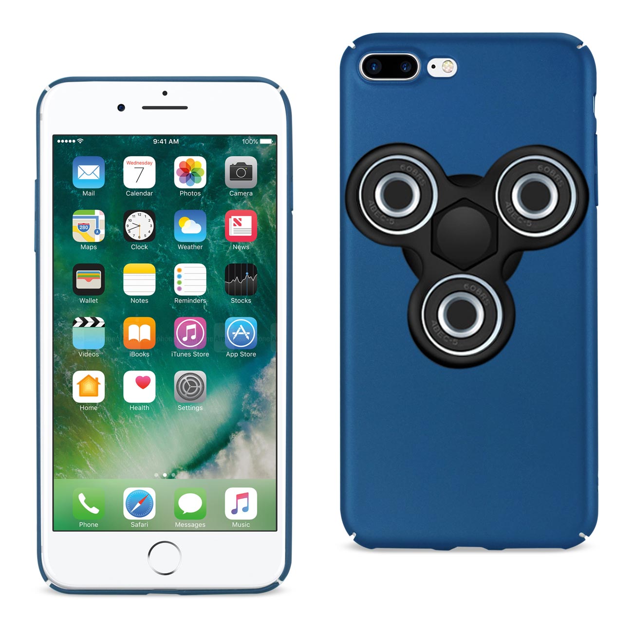 Case With Fidget Spinner Clip On iPhone 8 Plus/ 7 Plus Navy Color