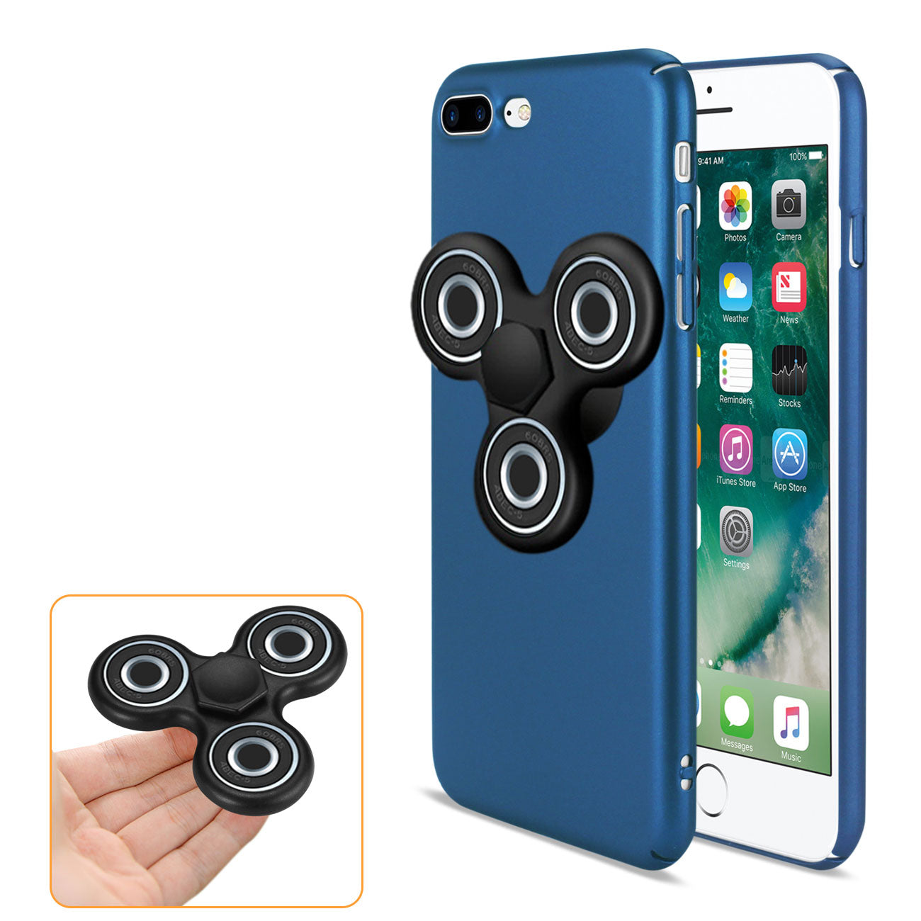 Case With Fidget Spinner Clip On iPhone 8 Plus/ 7 Plus Navy Color