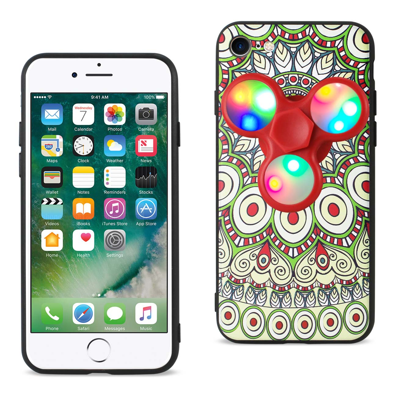 Case LED Fidget Spinner Clip On The Inspiration Of Peacock Design iPhone 7/ 8/ SE2 Beige Color