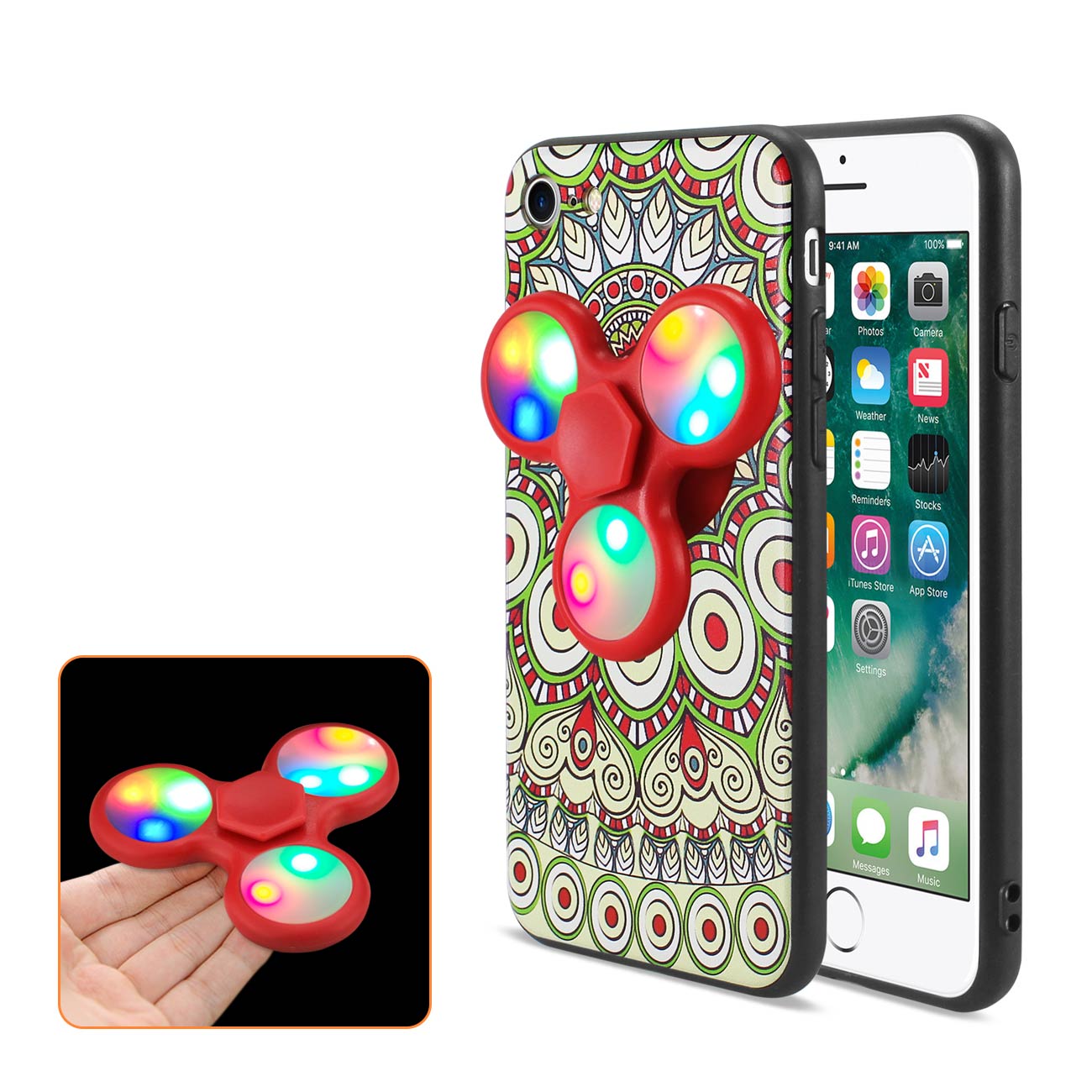 Case LED Fidget Spinner Clip On The Inspiration Of Peacock Design iPhone 7/ 8/ SE2 Beige Color