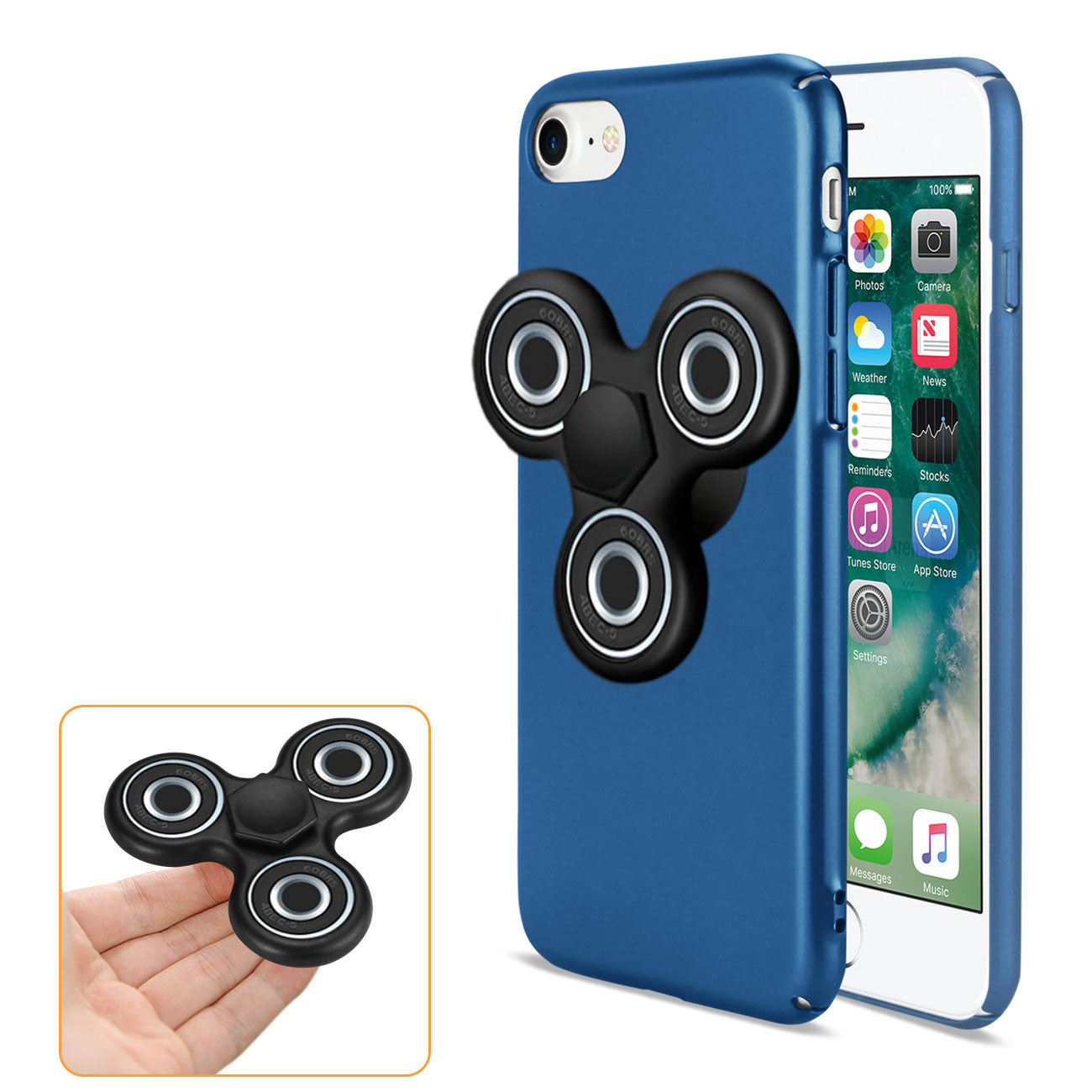 Case With Fidget Spinner Clip On iPhone 7/ 8/ SE2 Navy Color