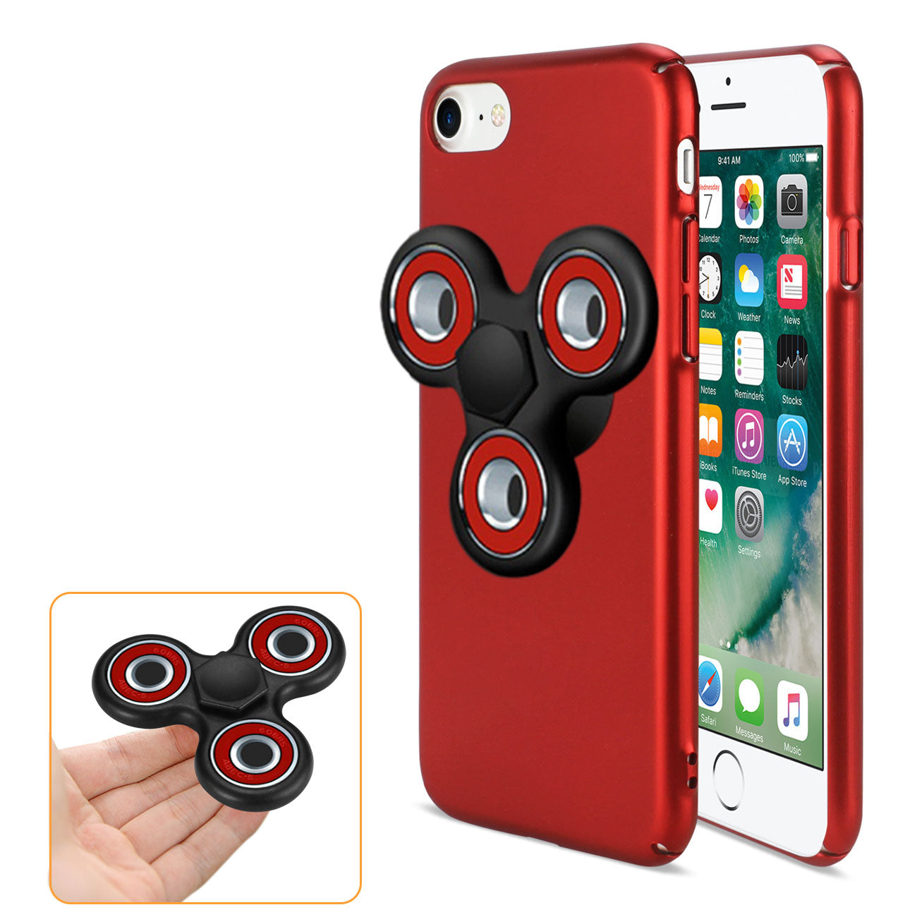 Case With Fidget Spinner Clip On iPhone 7/ 8/ SE2 Red Color