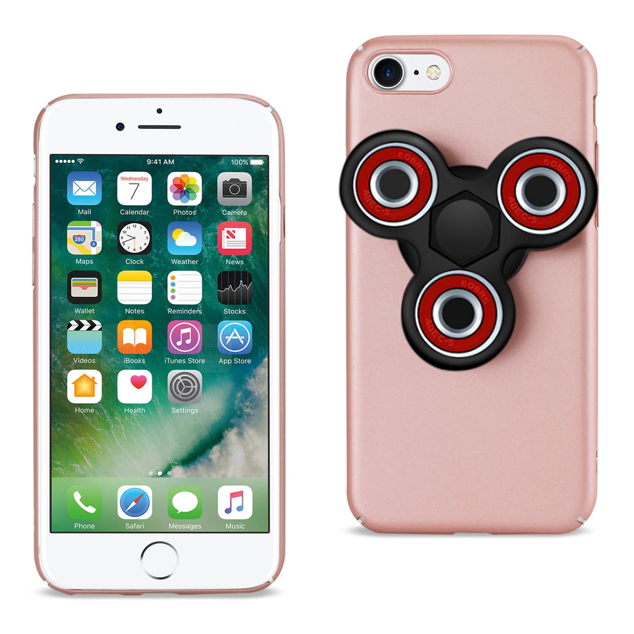 Case With Fidget Spinner Clip On iPhone 7/ 8/ SE2 Rose Gold Color