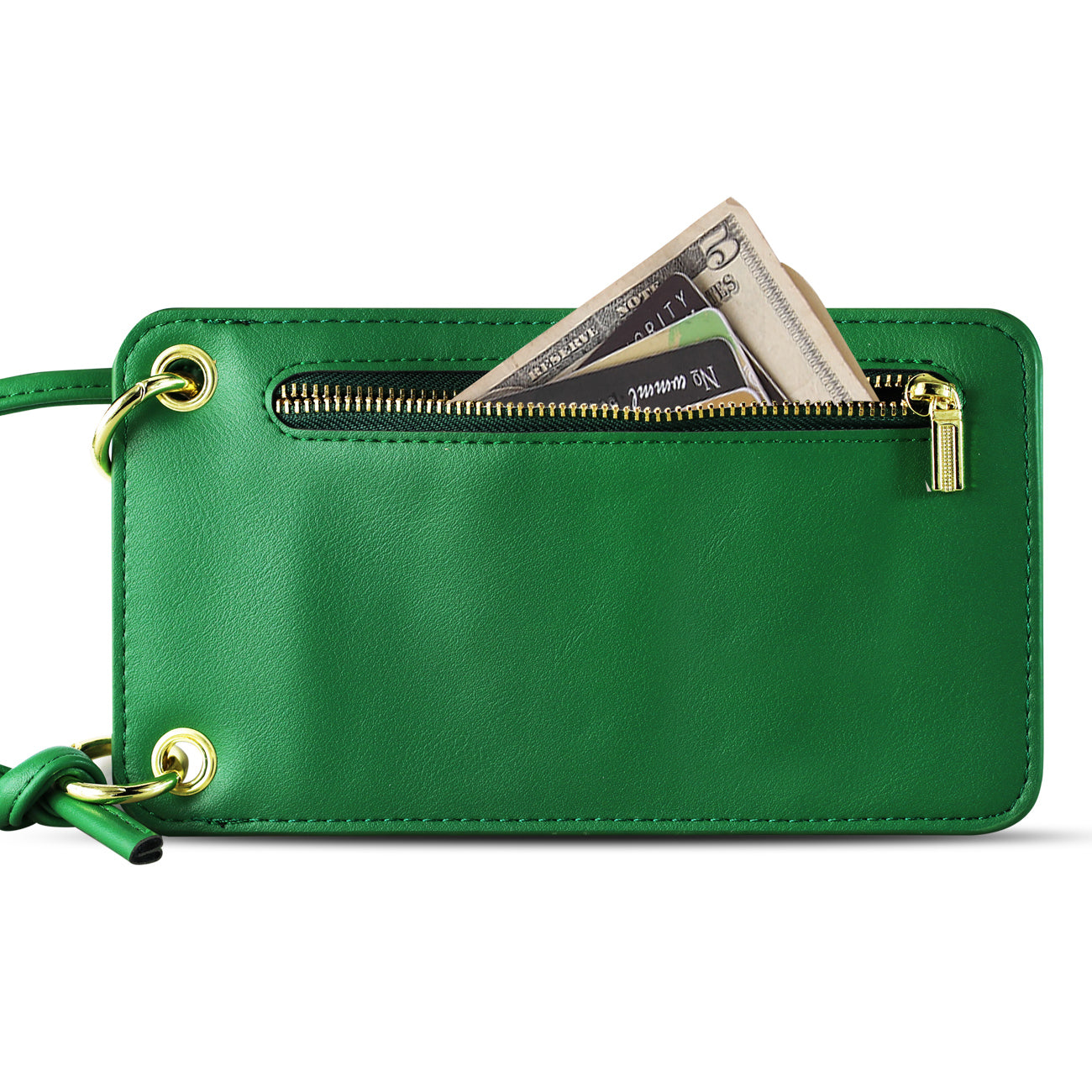 Reiko Leather Crossbody Phone Wallet Large Purse In Green