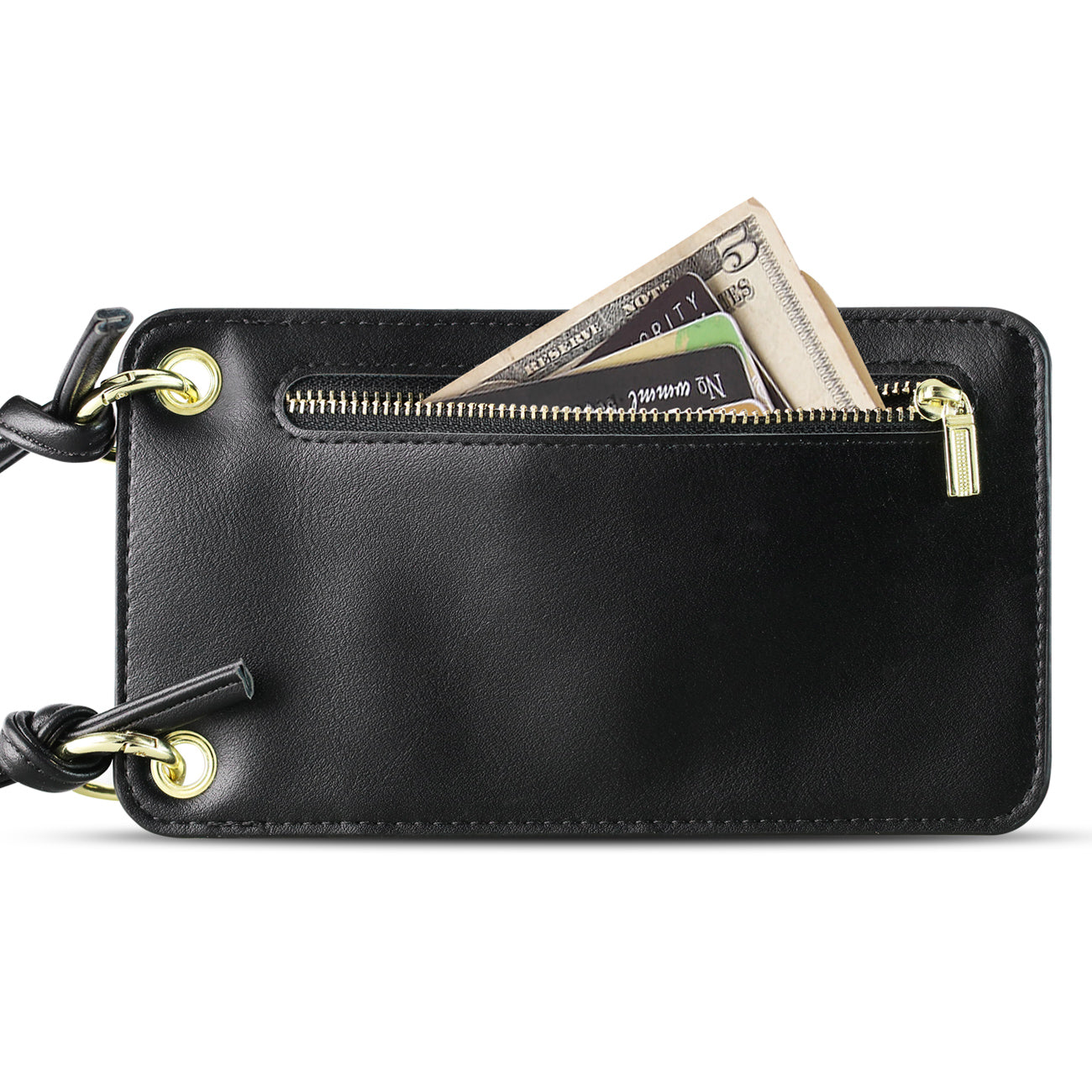 Reiko Leather Crossbody Phone Wallet Small Purse In Black