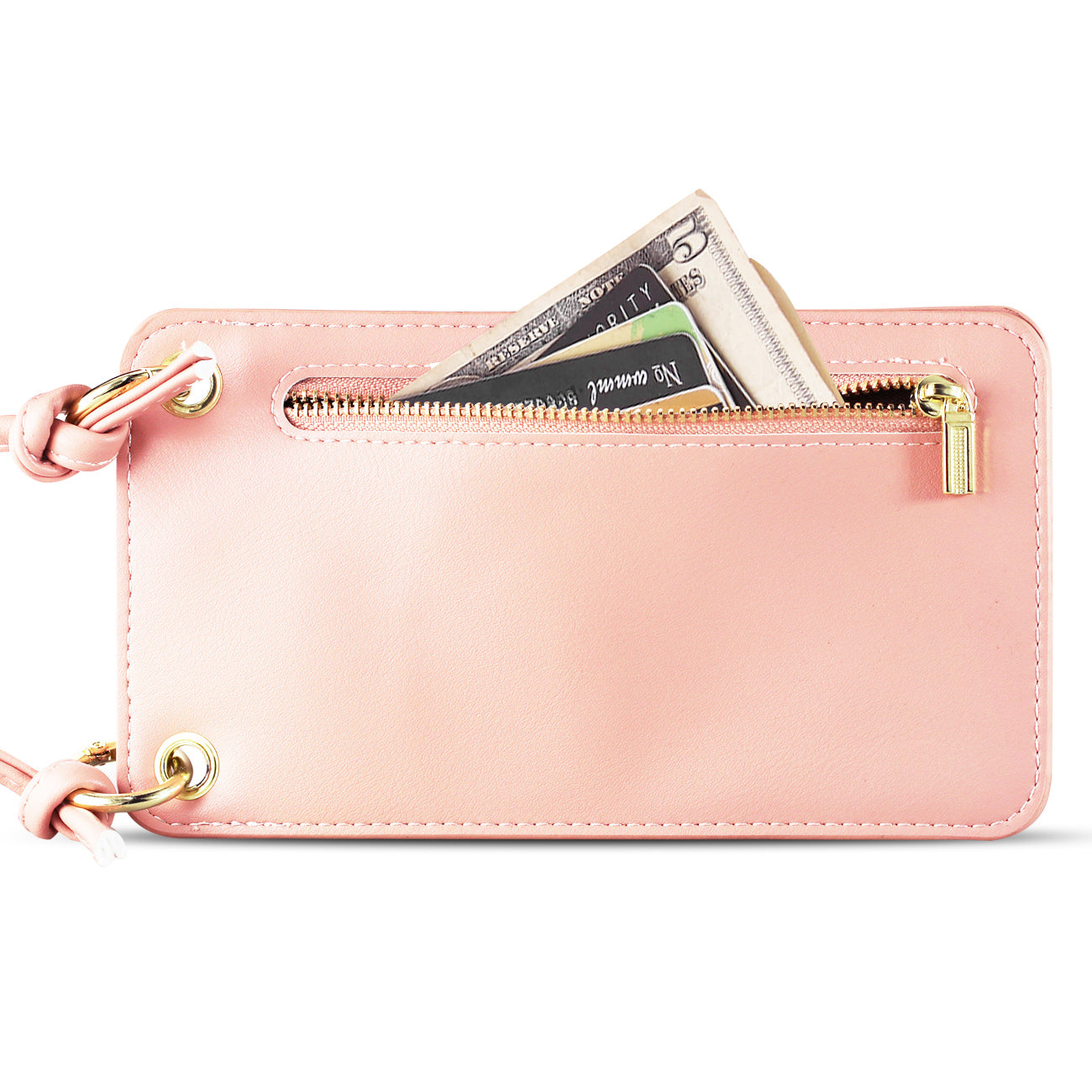 Reiko Leather Crossbody Phone Wallet Small Purse In Pink