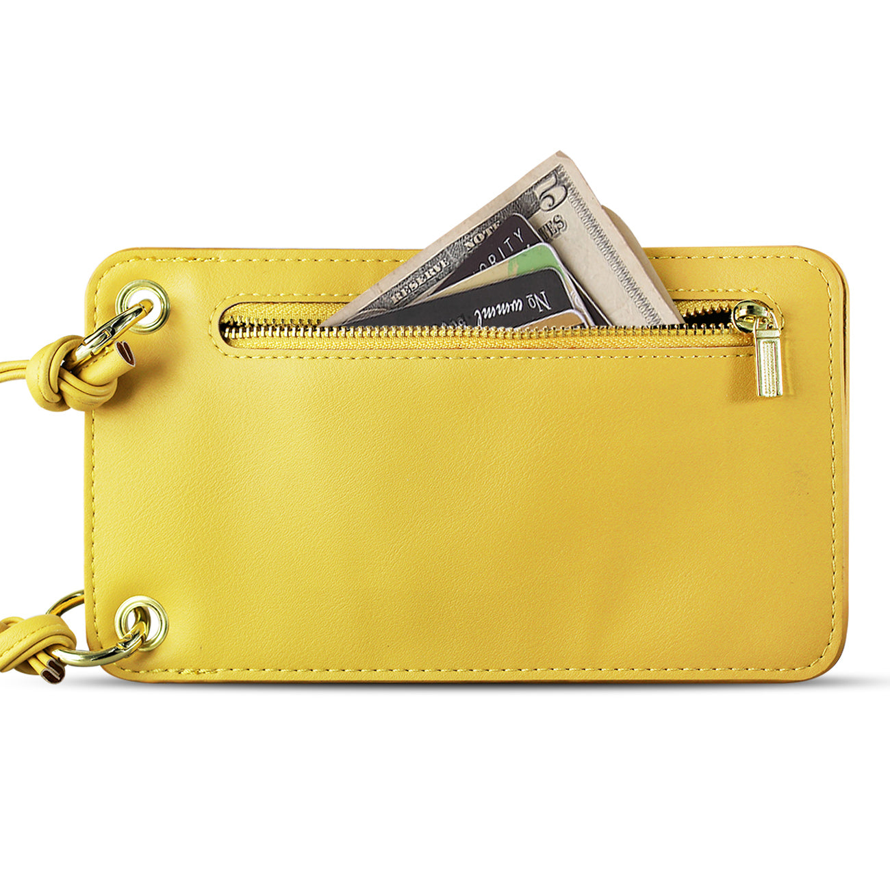 Reiko Leather Crossbody Phone Wallet Small Purse In Yellow