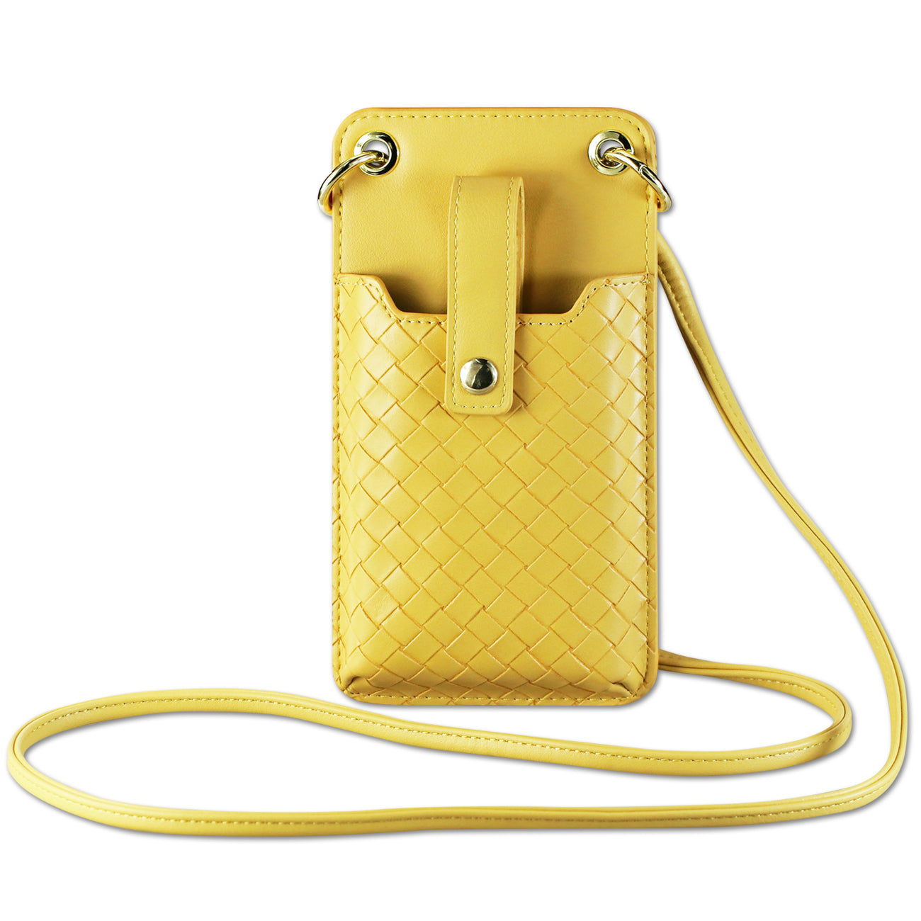 Reiko Leather Crossbody Phone Wallet Small Purse In Yellow