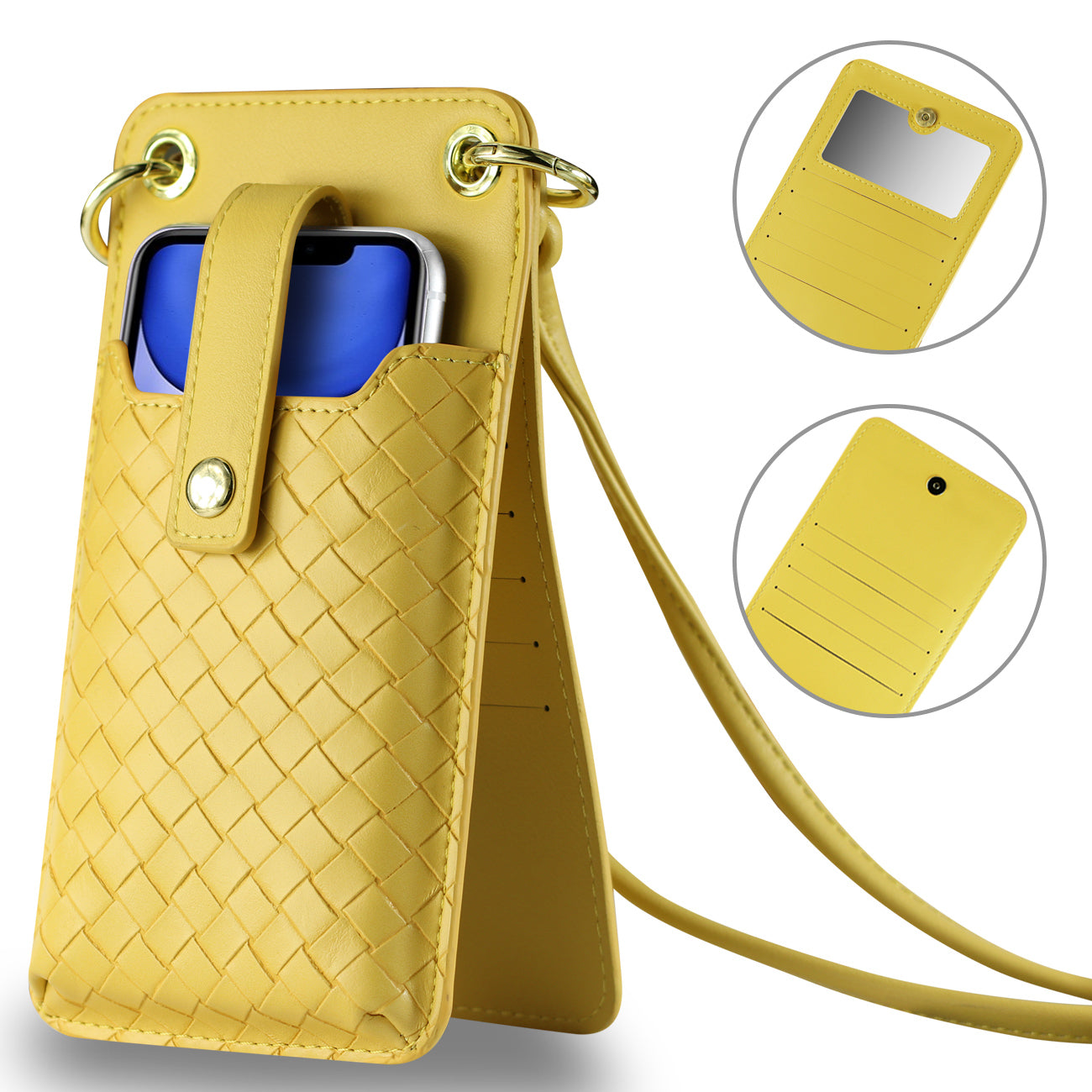 Reiko Leather Crossbody Phone Wallet Large Purse In Yellow（7.0 INCH)