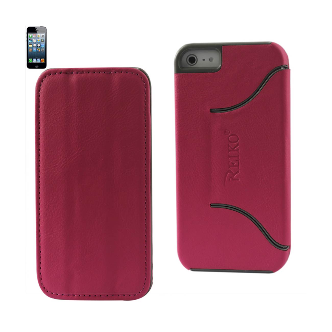 Reiko iPhone Se/ 5S/ 5 Flip Folio Case With Stand In Hot Pink