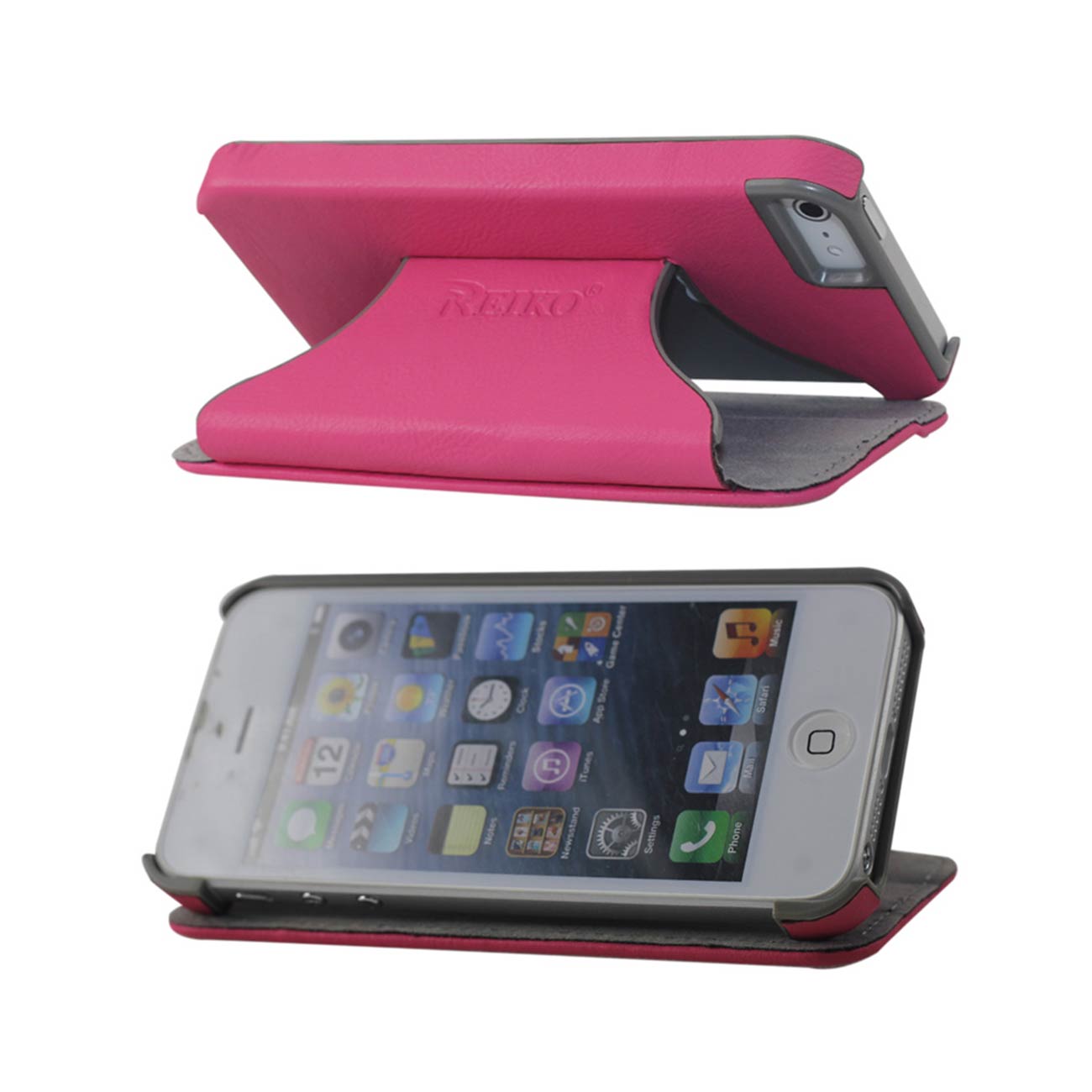 Reiko iPhone Se/ 5S/ 5 Flip Folio Case With Stand In Hot Pink