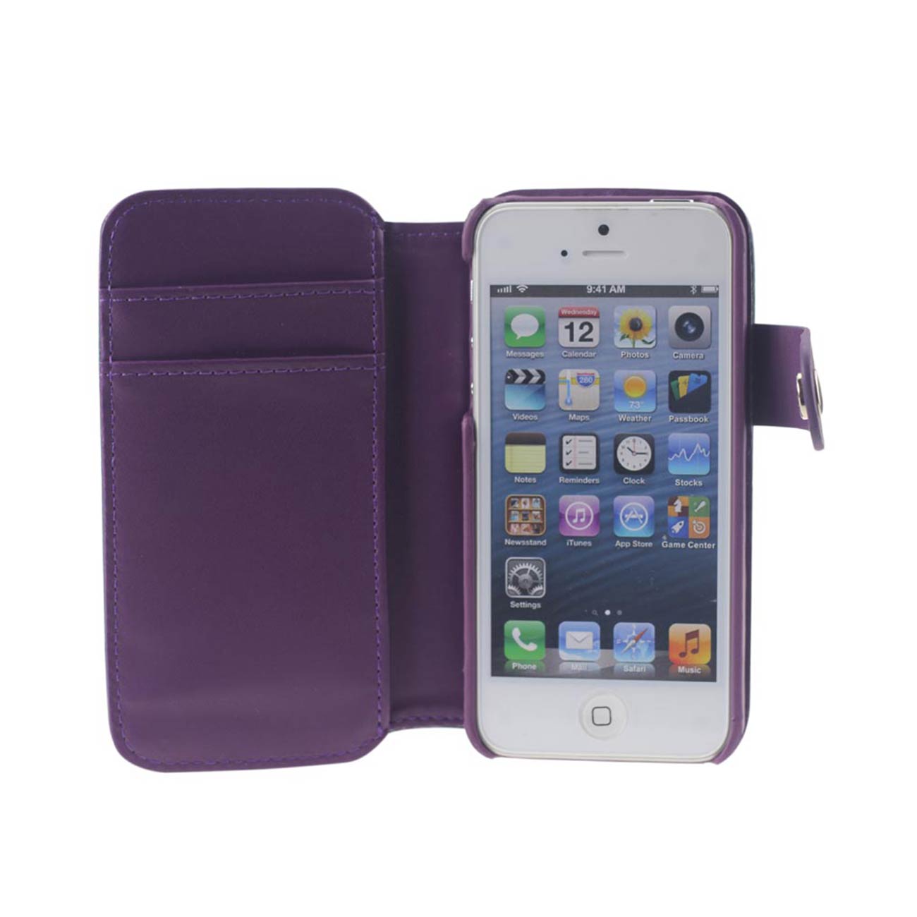 iPhone 5/5S/Se Leather Flip Case With Buckle Closure In Navy