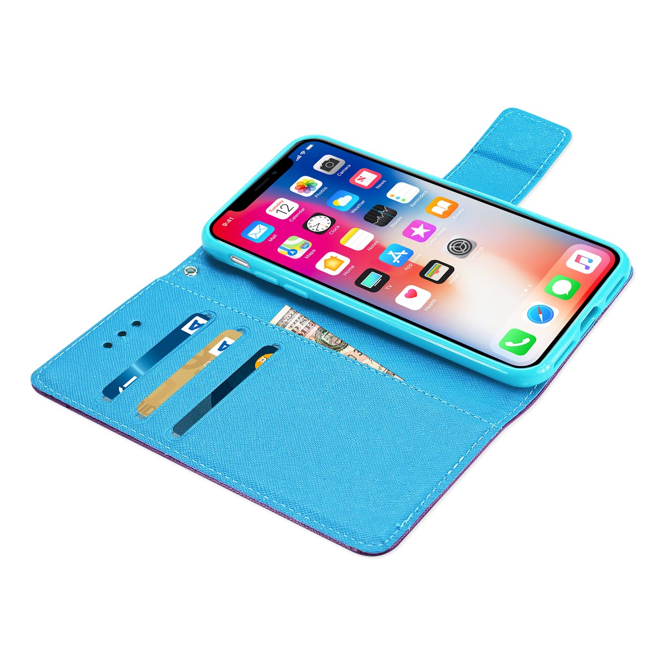 Wallet Case 3 In 1 iPhone X/ iPhone XS Purple Color