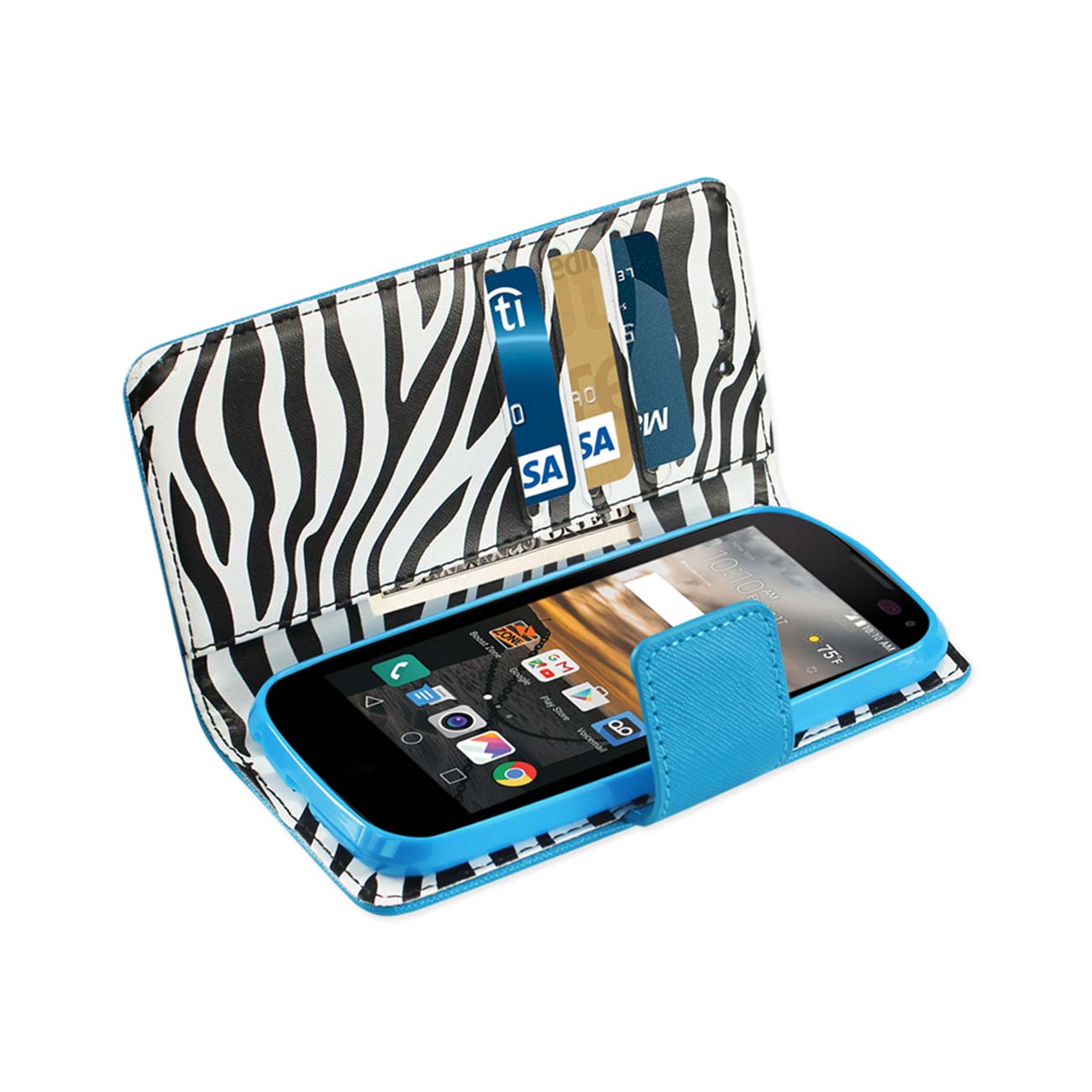 Wallet Case Inner Zebra Print LG K3 Blue Color
