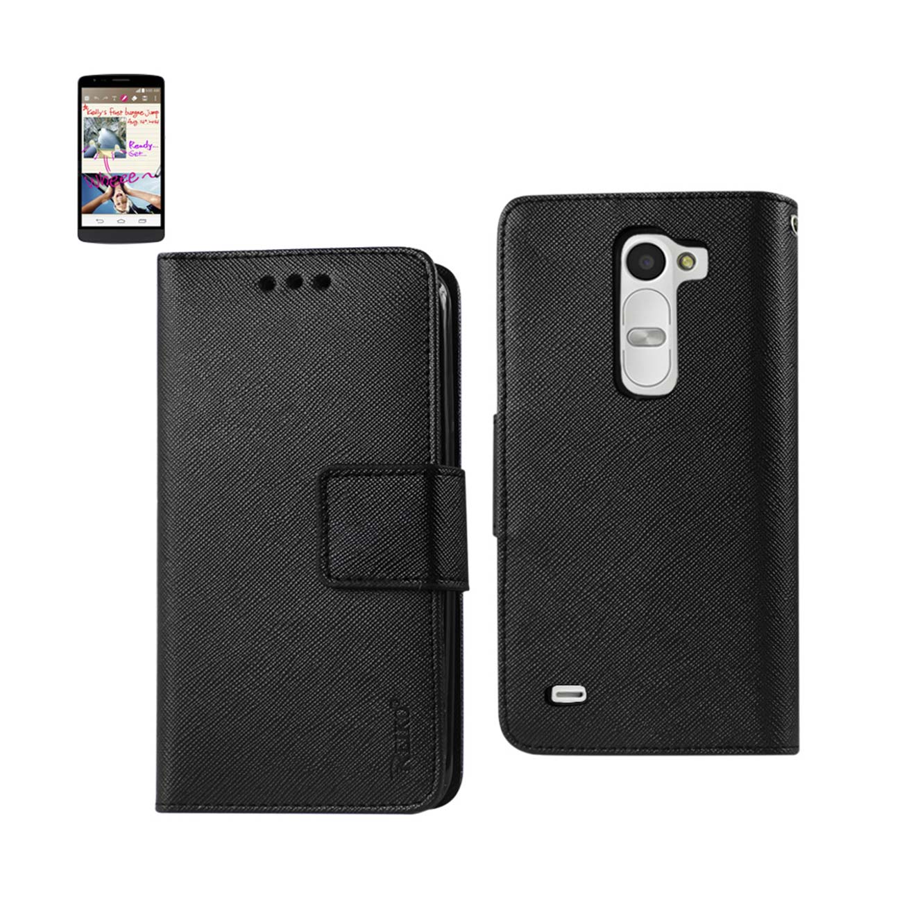 Wallet Case 3-In-1 LG G Stylus Black Color