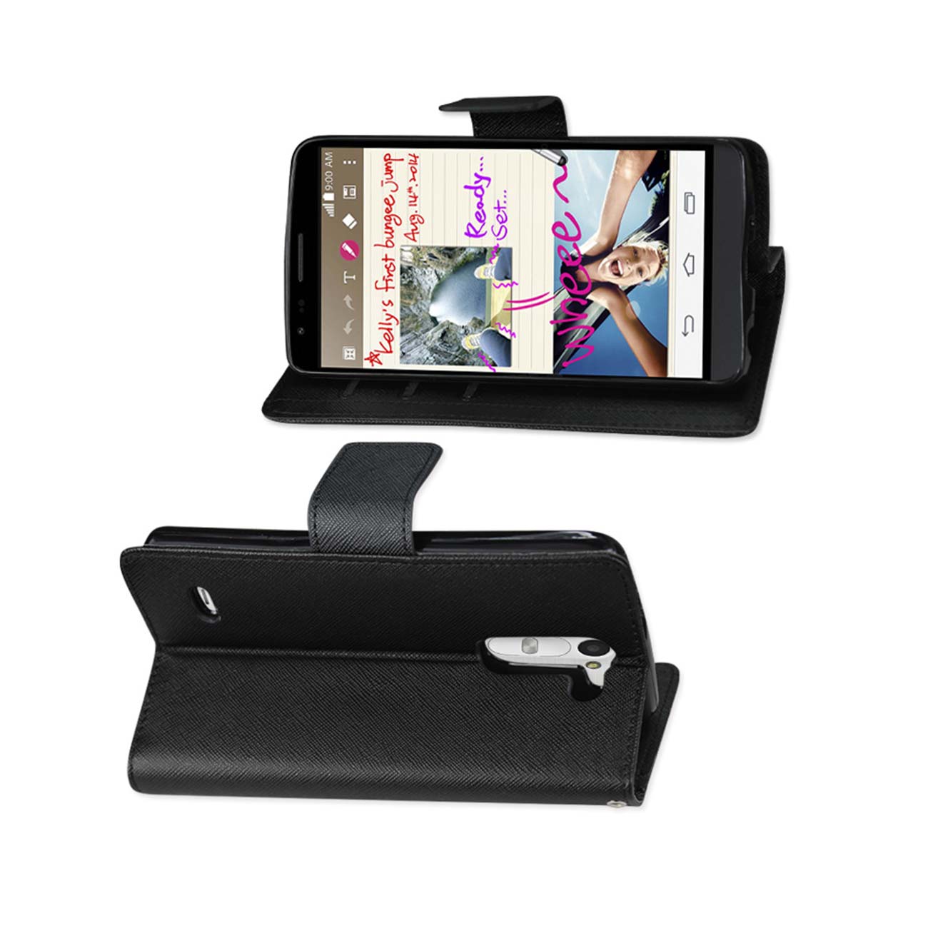 Wallet Case 3-In-1 LG G Stylus Black Color