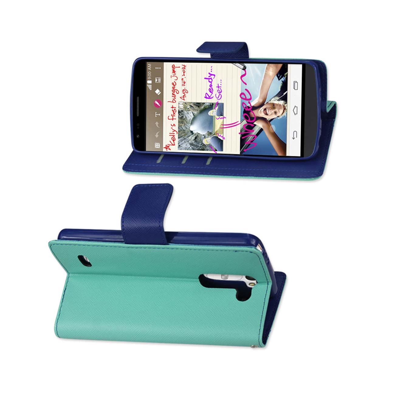Wallet Case 3-In-1 LG G Stylus Green Color