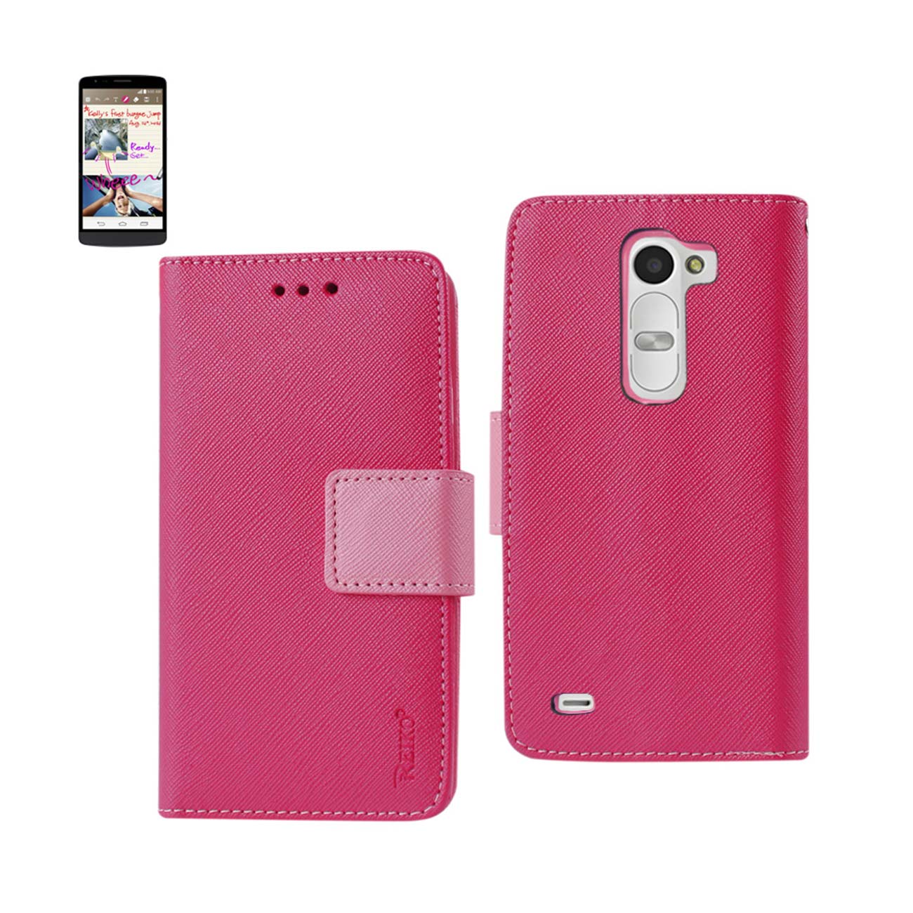 Wallet Case 3-In-1 LG G Stylus Hot Pink Color