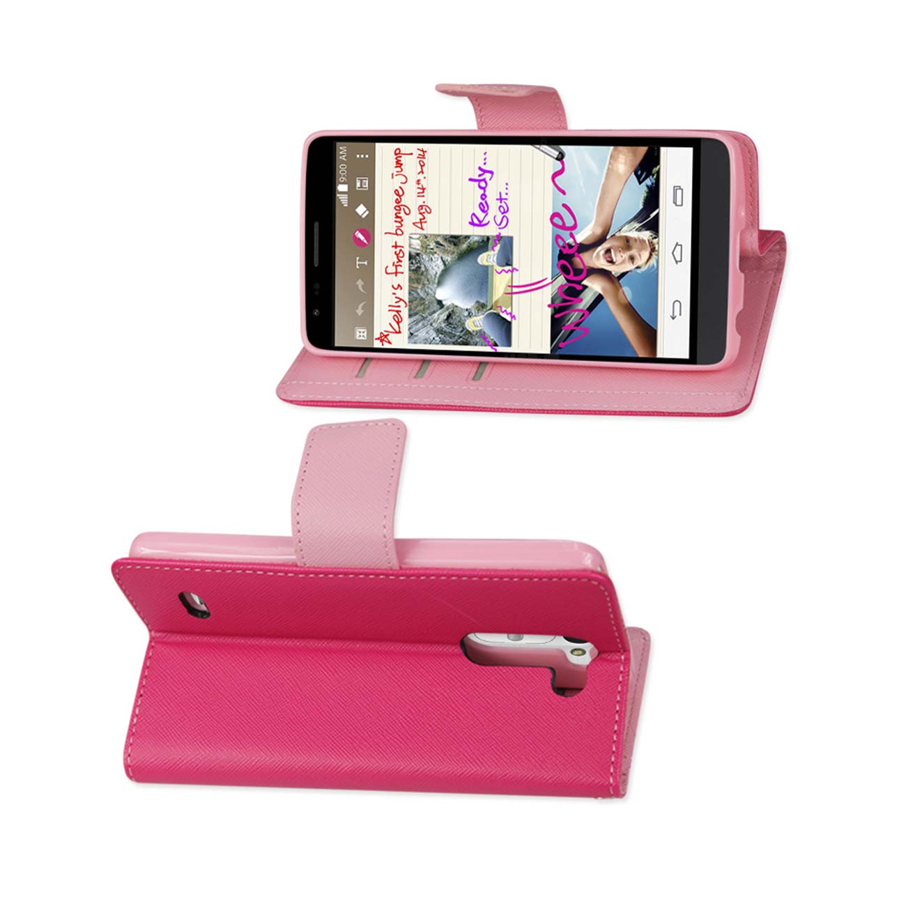 Wallet Case 3-In-1 LG G Stylus Hot Pink Color