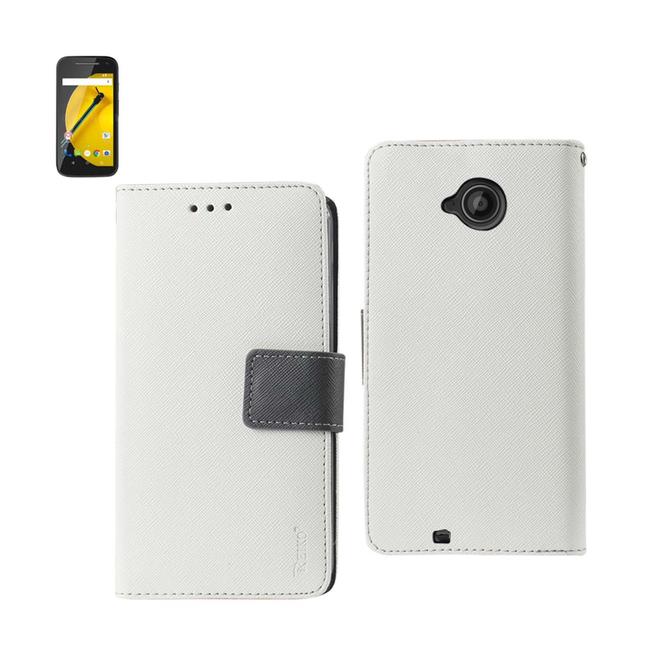Wallet Case 3-In-1 Motorola Moto E 2015 White Color