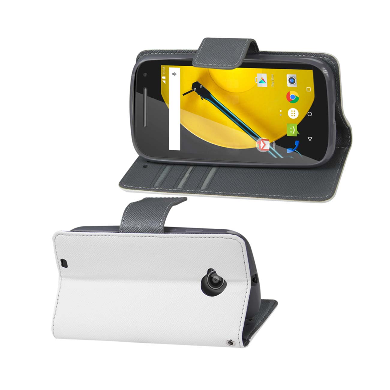 Wallet Case 3-In-1 Motorola Moto E 2015 White Color