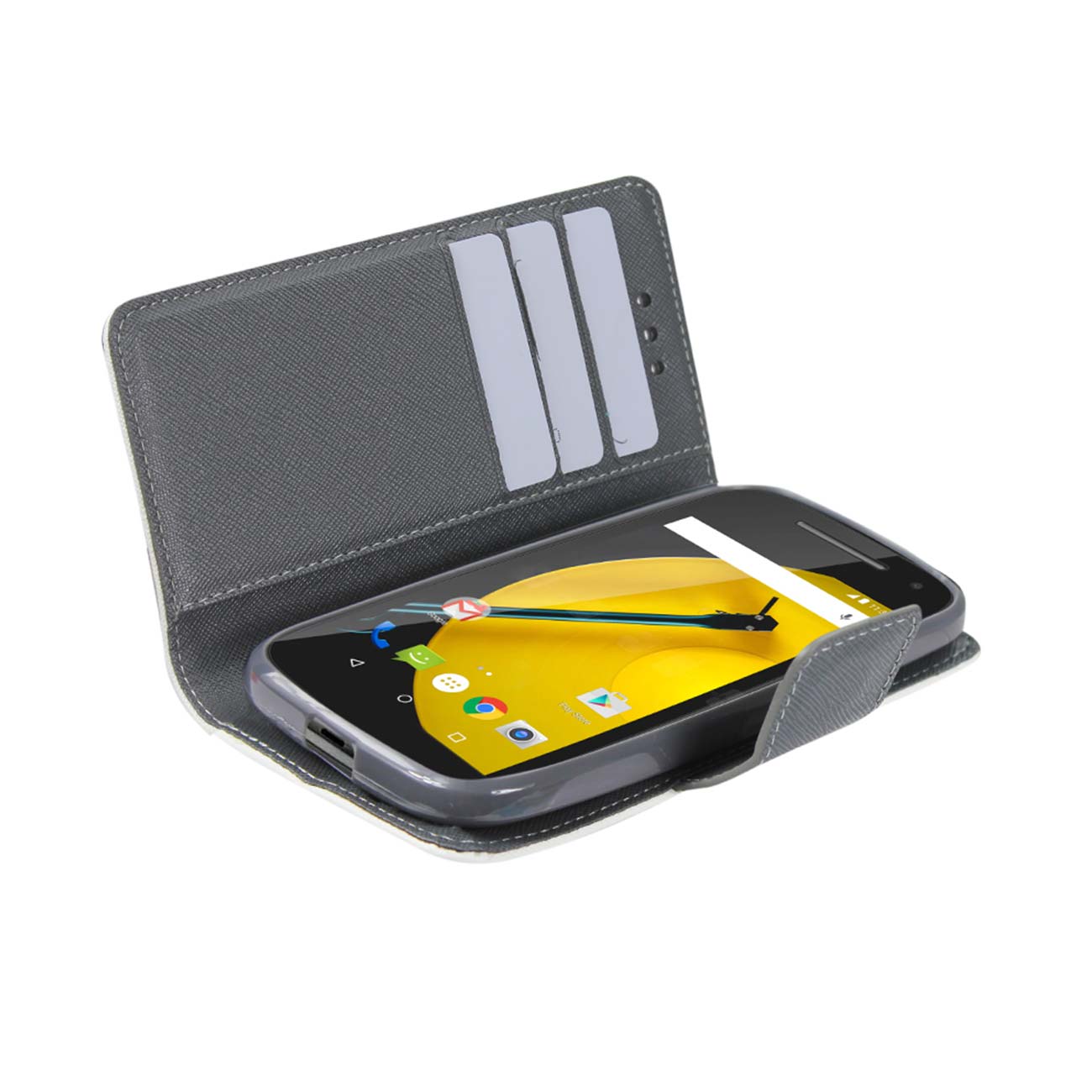 Wallet Case 3-In-1 Motorola Moto E 2015 White Color