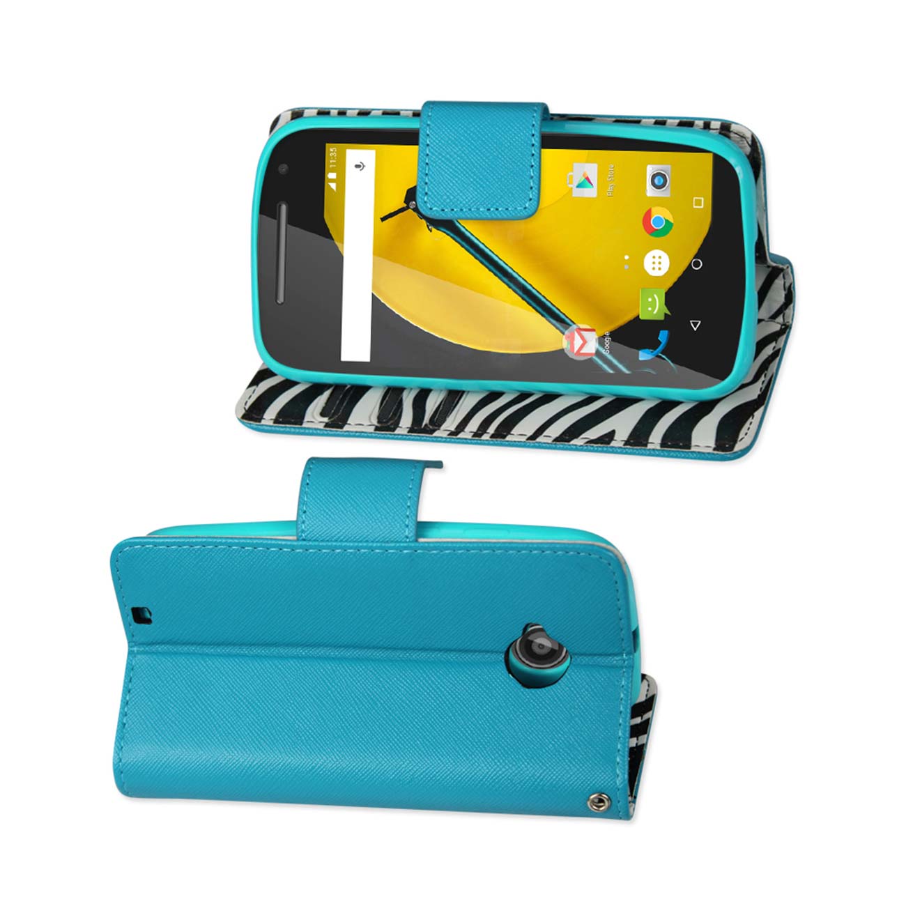 Wallet Case 3-In-1 Motorola Moto E 2015 Blue Color