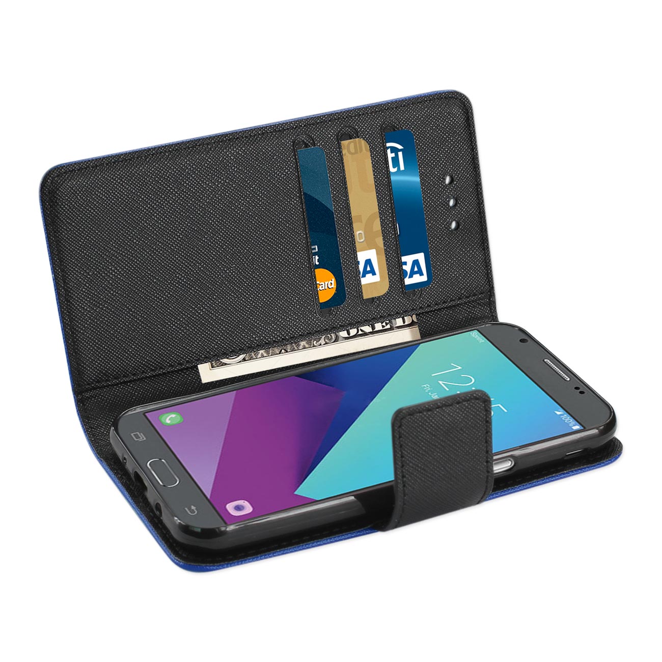 Wallet Case 3-In-1 2017 Samsung Galaxy J3 Emerge Navy Color