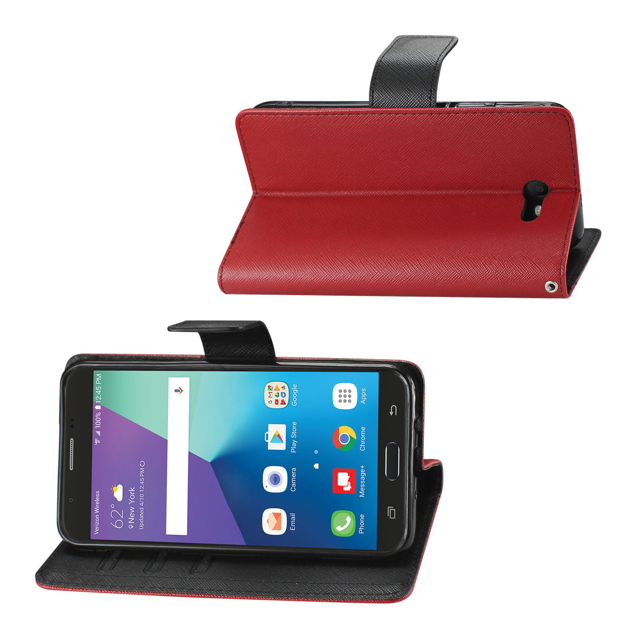 Wallet Case 3-In-1 Samsung Galaxy J7 V 2017 Red Color