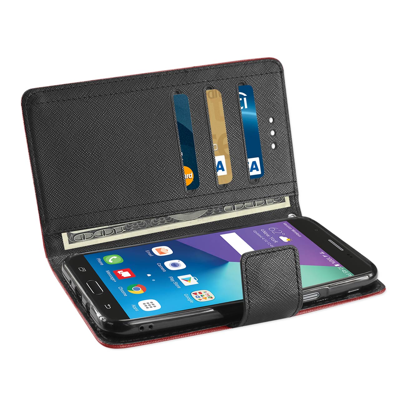 Wallet Case 3-In-1 Samsung Galaxy J7 V 2017 Red Color