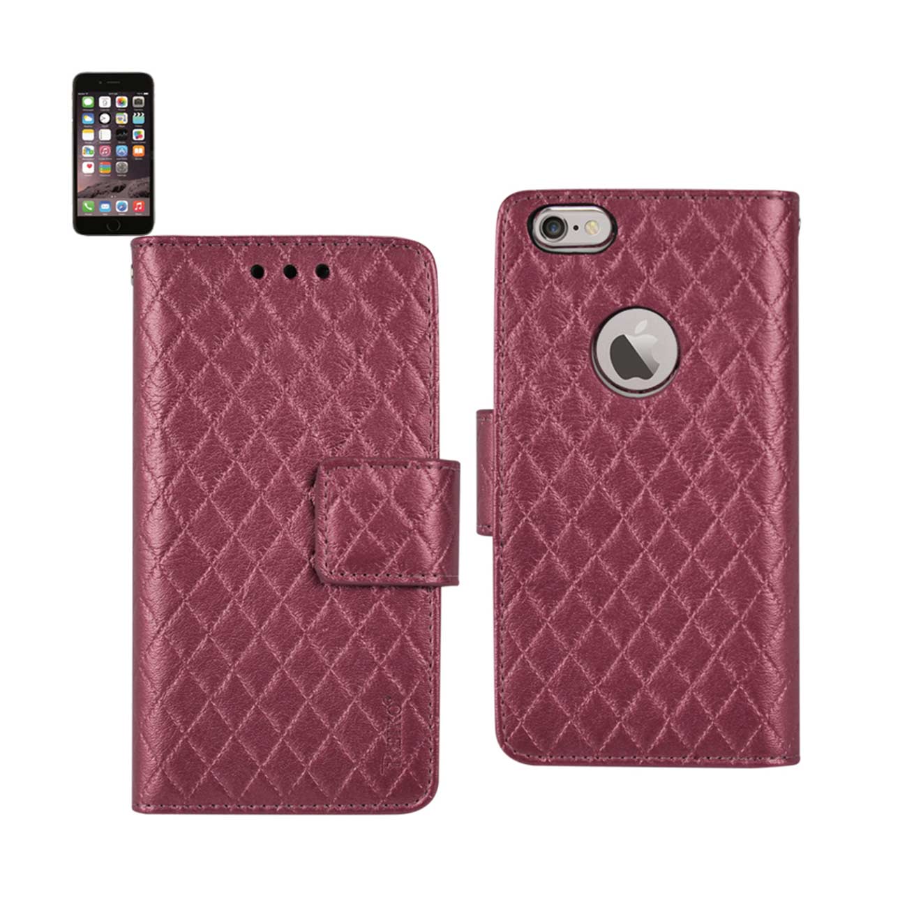 Wallet Case Rhombus iPhone 6 Plus Hot Pink Color