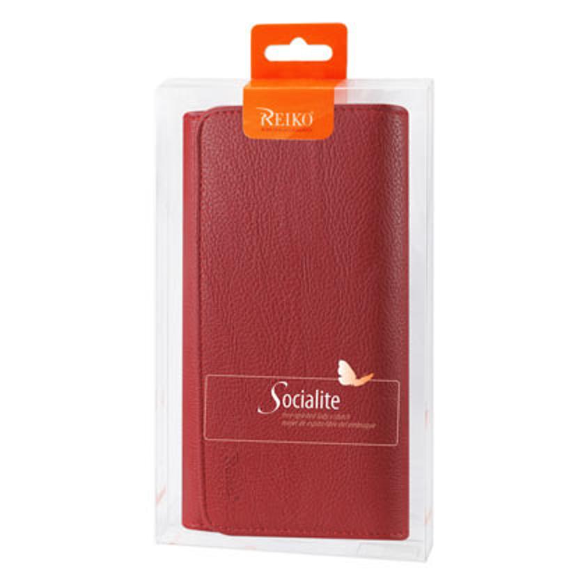 Wallet Case 3-In-1 Button Clip Samsung Galaxy Mega 6.3 Red Color