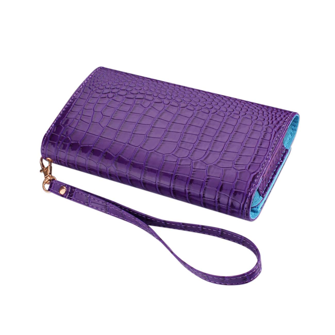 Purse Wallet Case Crocodile Pattern Purple Color
