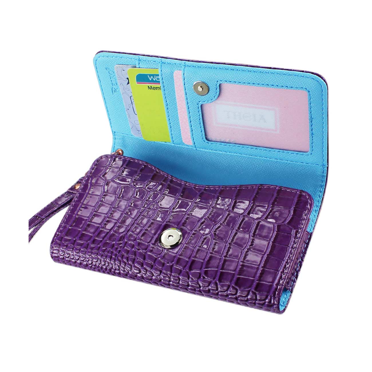 Purse Wallet Case Crocodile Pattern Purple Color