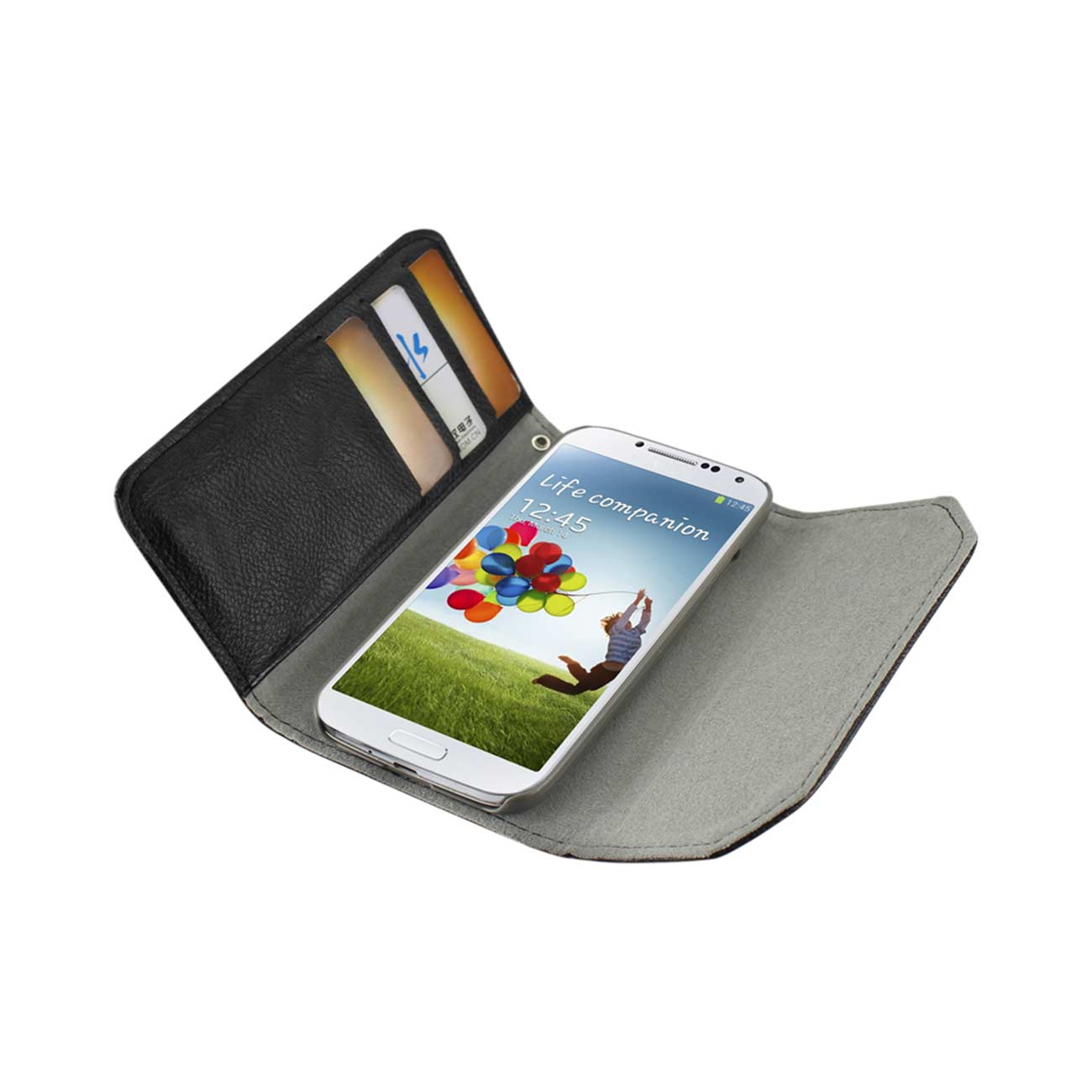 Wallet Case Studs Samsung Galaxy S4 Black Color