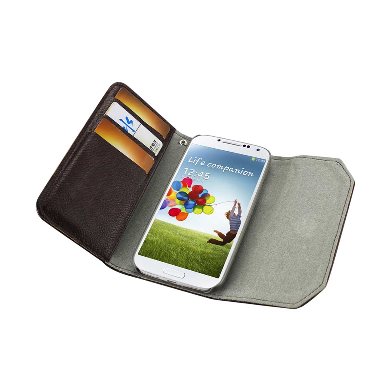 Wallet Case Studs Samsung Galaxy S4 Brown Color
