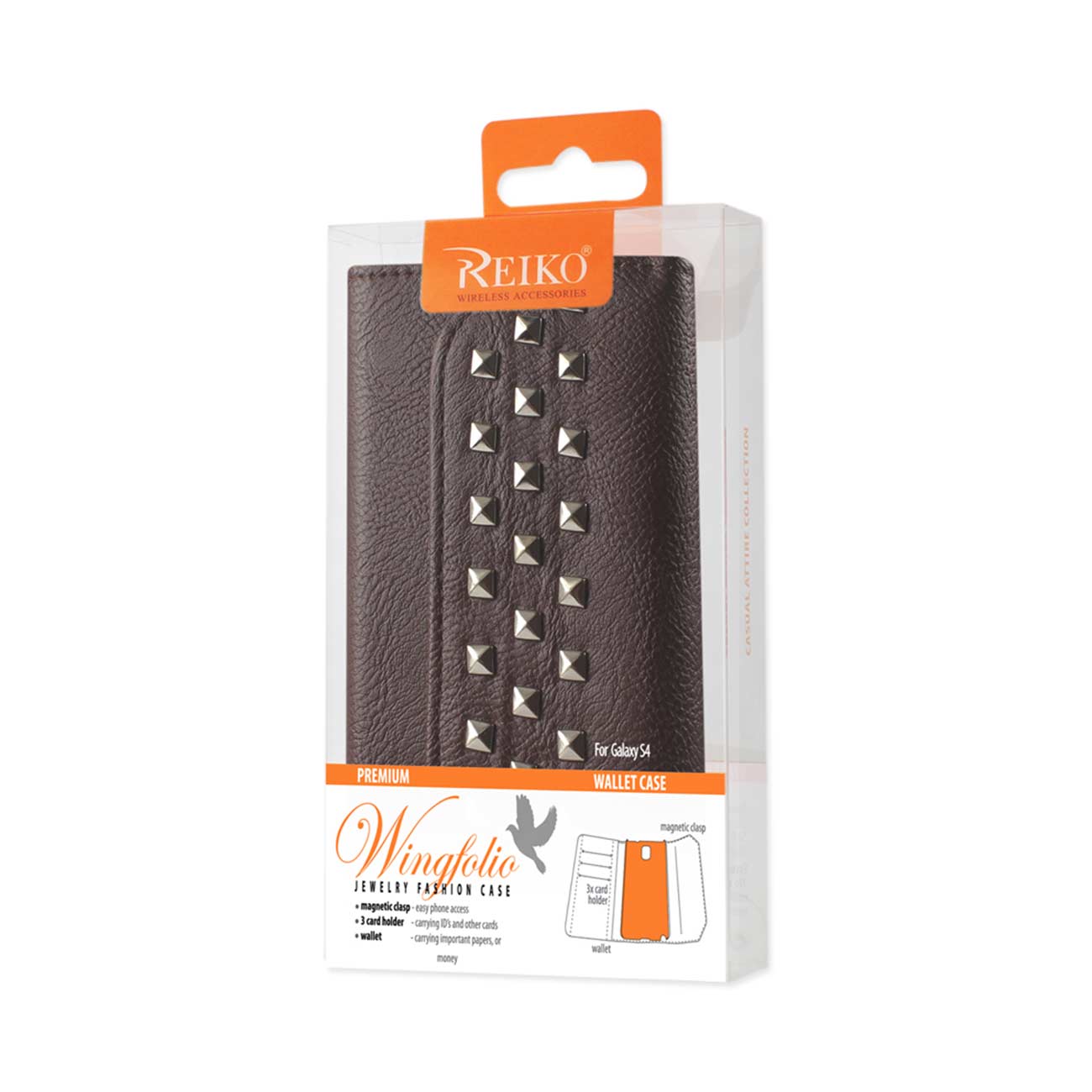 Wallet Case Studs Samsung Galaxy S4 Brown Color