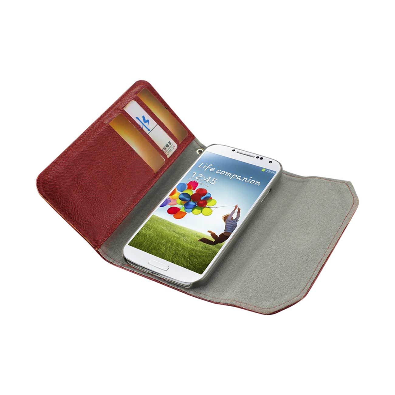 Wallet Case Studs Samsung Galaxy S4 Dark Red Color