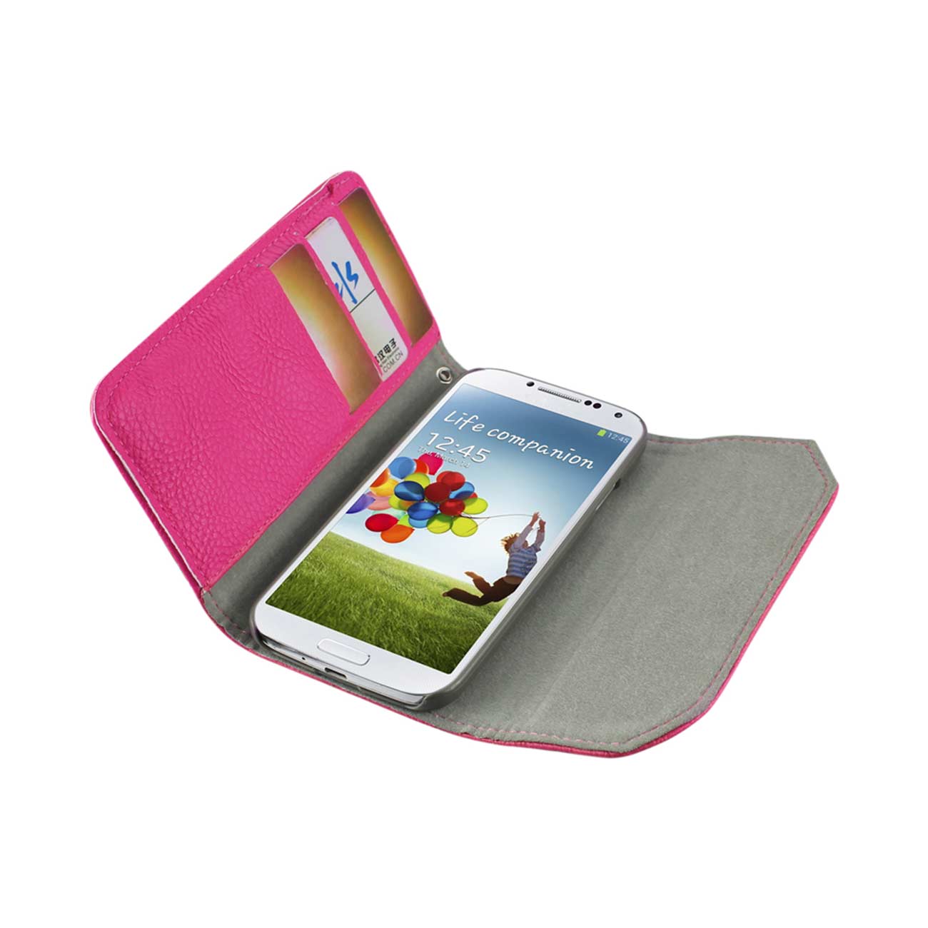 Wallet Case Studs Samsung Galaxy S4 Hot Pink Color