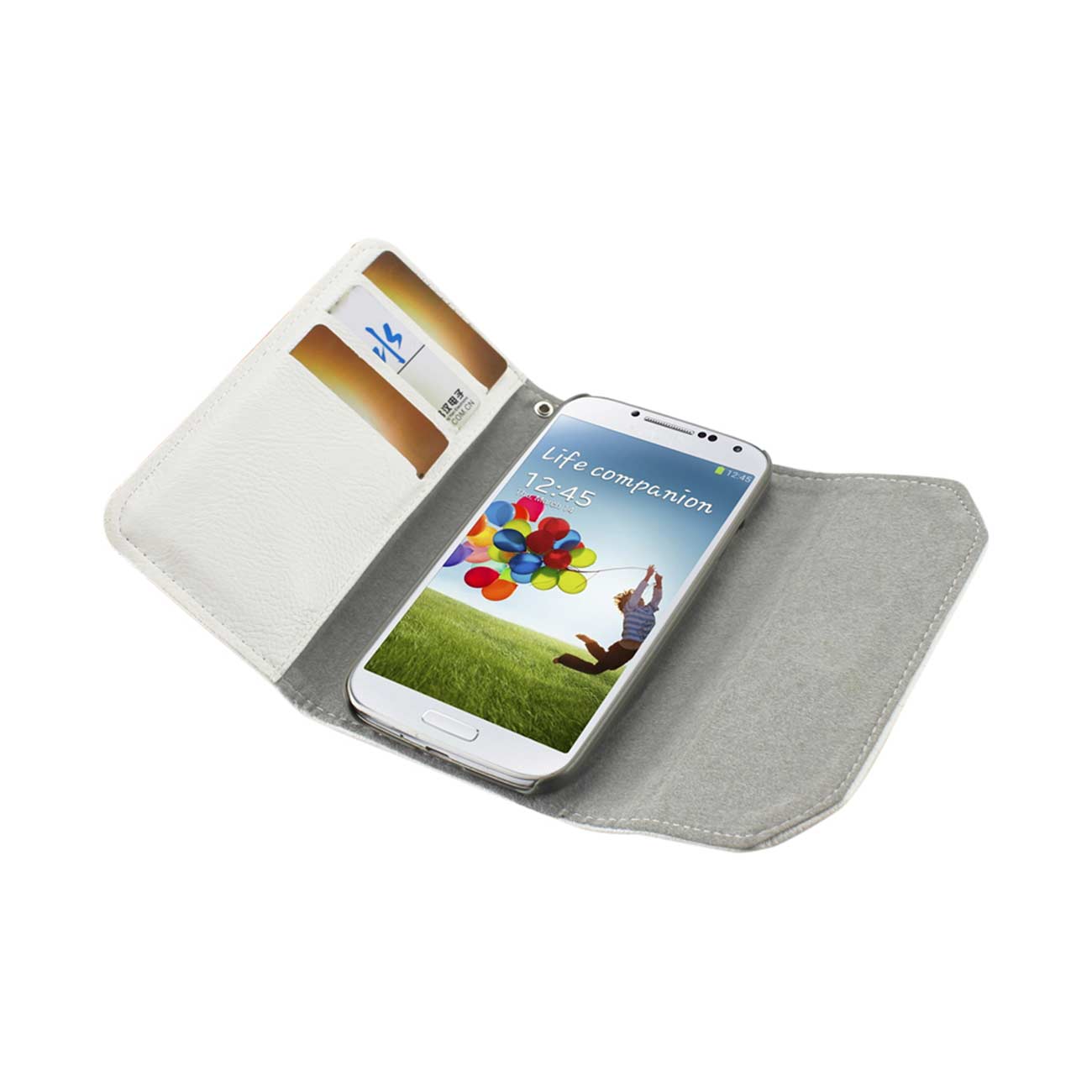 Wallet Case Studs Samsung Galaxy S4 White Color