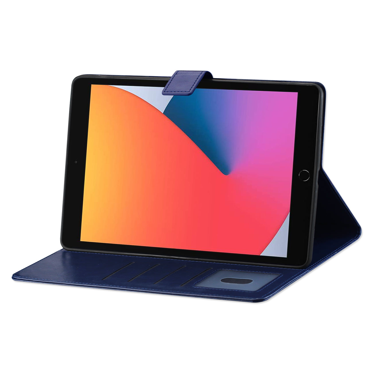 Reiko Leather Folio Cover Protective Case for 10.2" iPad 8 2020 or iPad 7 2019 In Navy