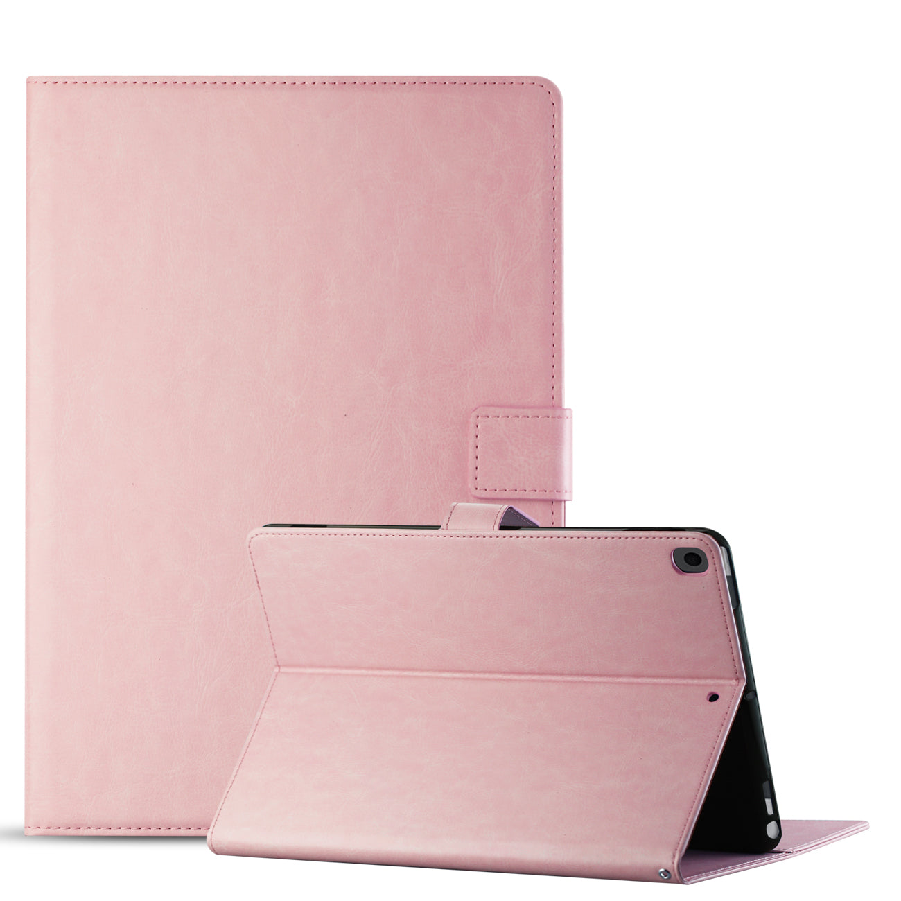 Reiko Leather Folio Cover Protective Case for 10.2" iPad 8 2020 or iPad 7 2019 In Pink
