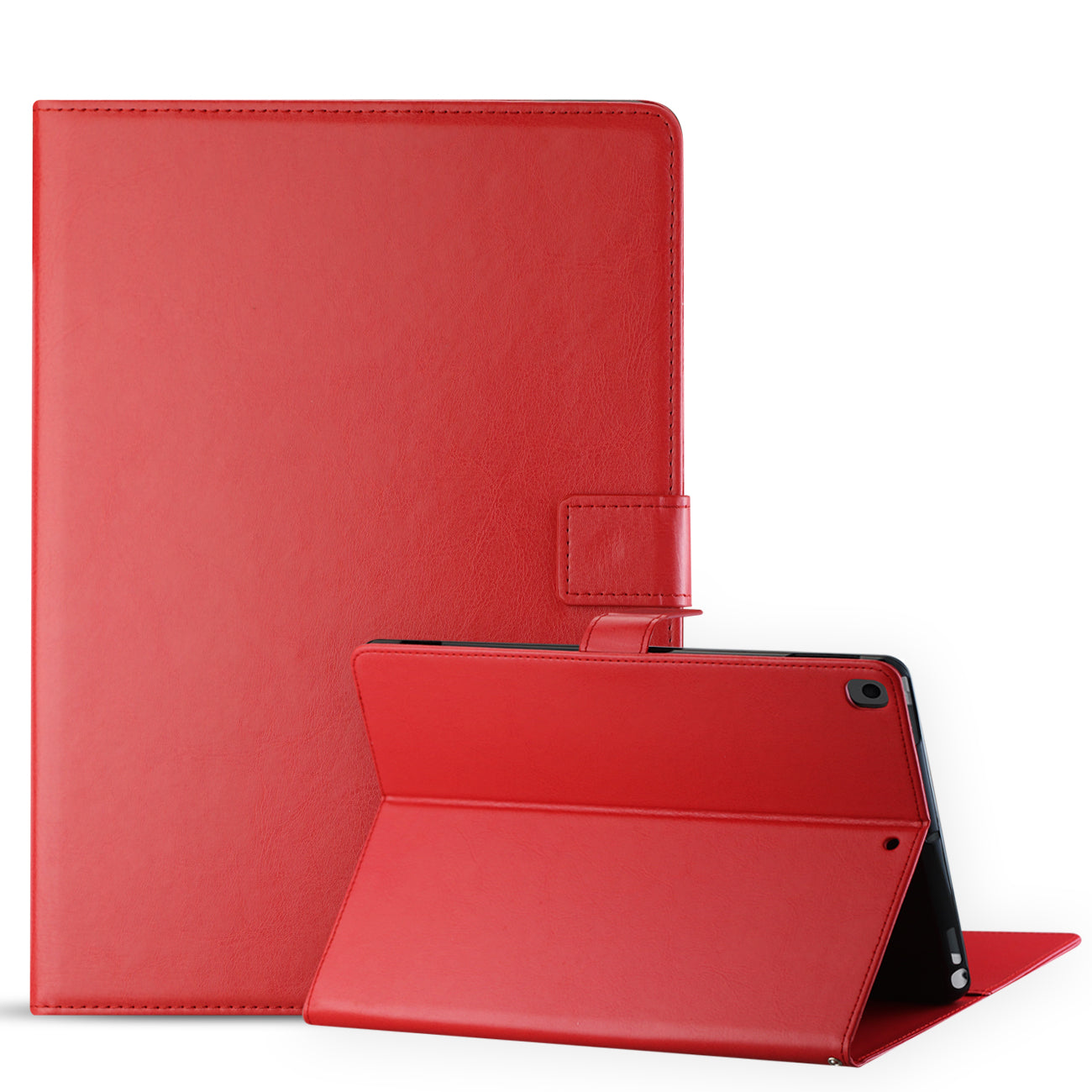 Reiko Leather Folio Cover Protective Case for 10.2" iPad 8 2020 or iPad 7 2019 In Red
