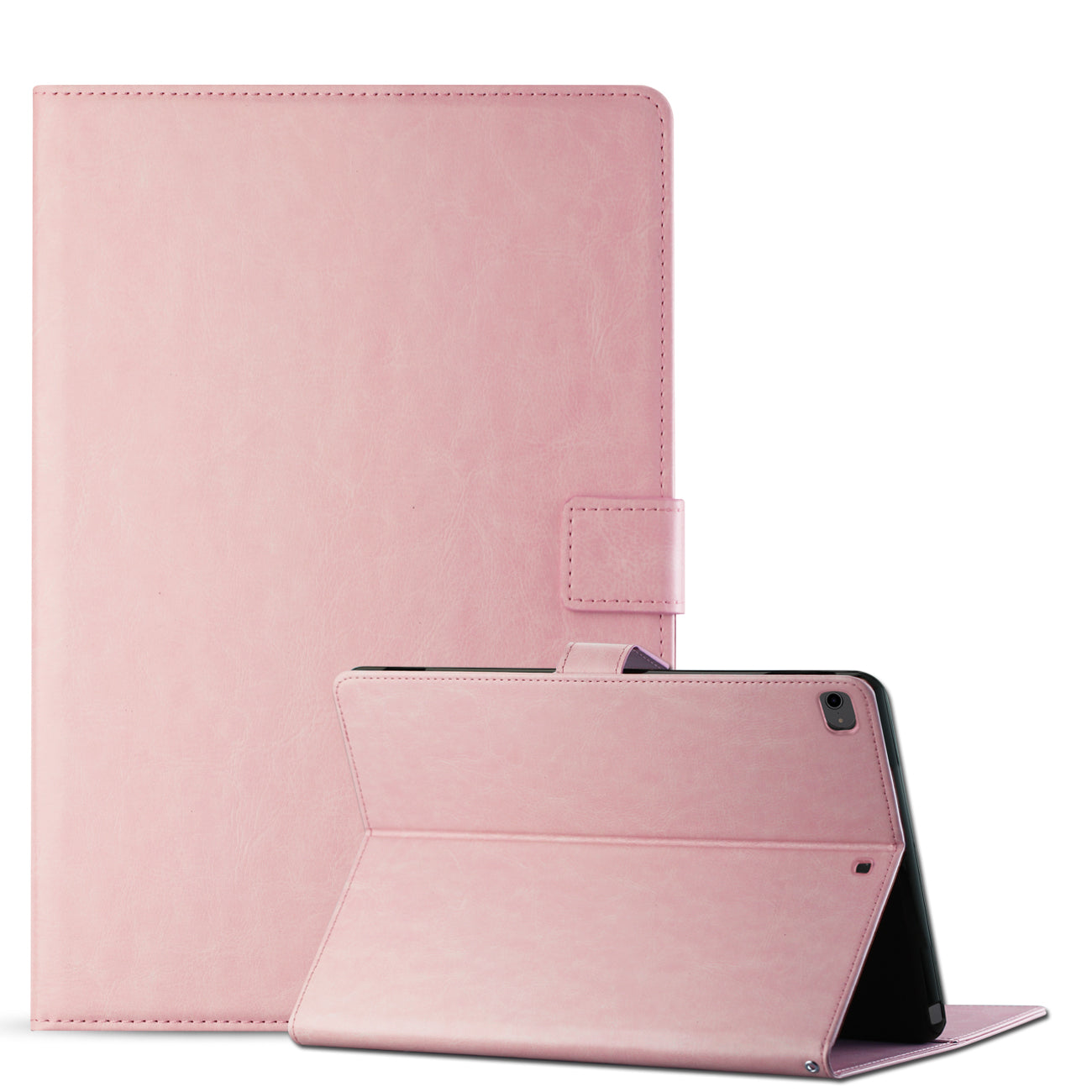 Reiko Leather Folio Cover Protective Case for 8" iPad mini 4/5/6 In Pink