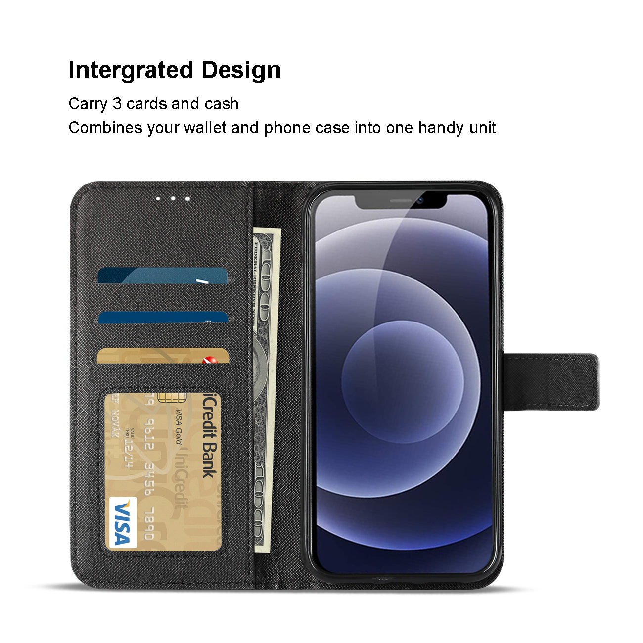 Case Slim Stand With Card Slots Apple iPhone 12 Mini Black Color