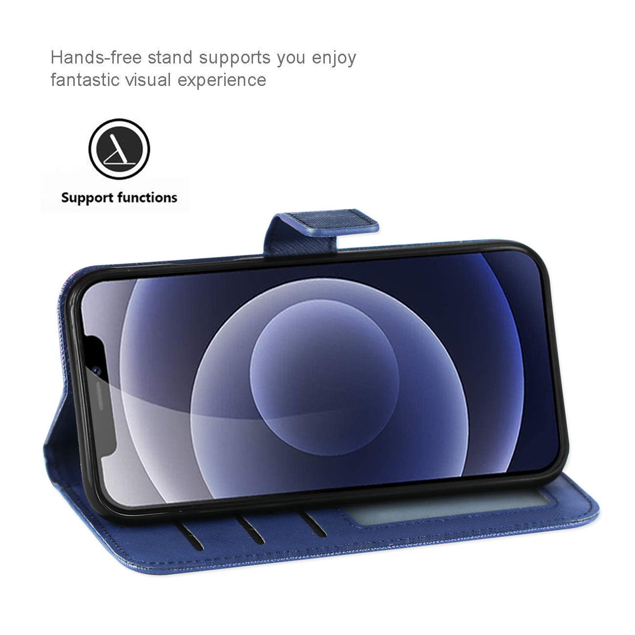Case Slim Stand With Card Slots Apple iPhone 12 Mini Blue Color