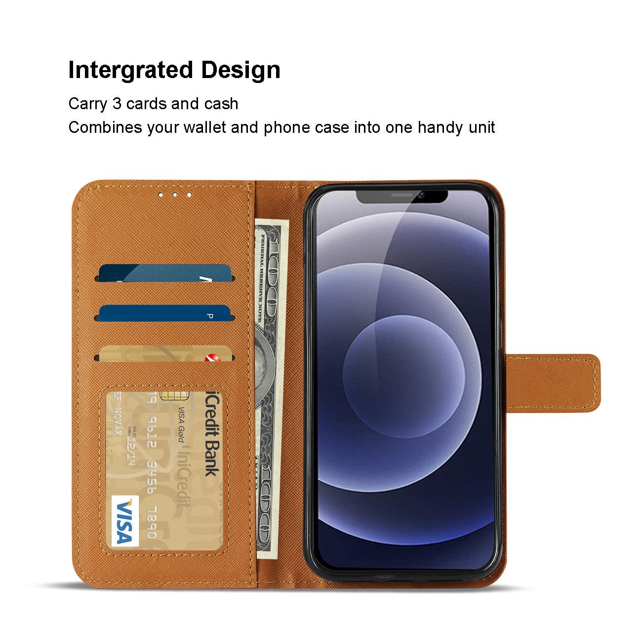 Case Slim Stand With Card Slots Apple iPhone 12 Mini Brown Color
